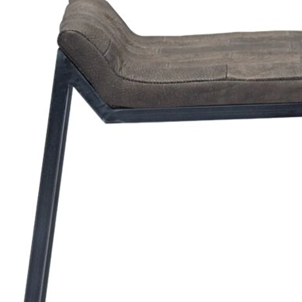 Brown Leather And Dark Grey Counter Stool By Homeroots - Image 6