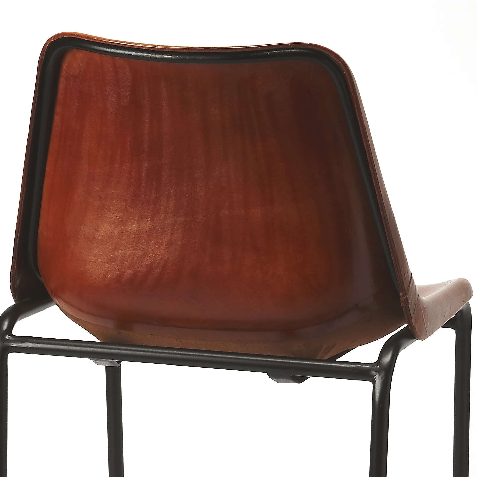 Brown Leather And Iron Bar Stool By Homeroots - 389114 - Image 5