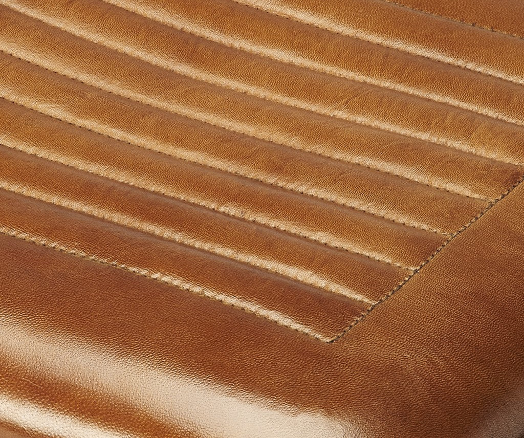Brown Leather And Metal Counter Stool By Homeroots - Image 2
