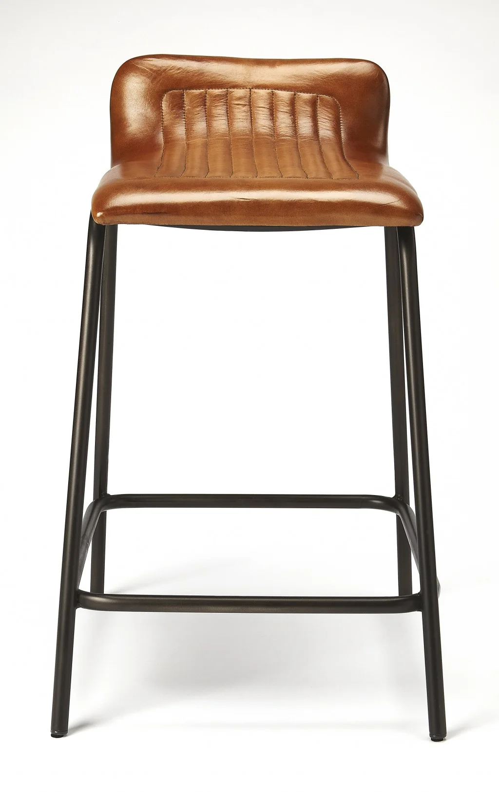 Brown Leather And Metal Counter Stool By Homeroots - Image 4