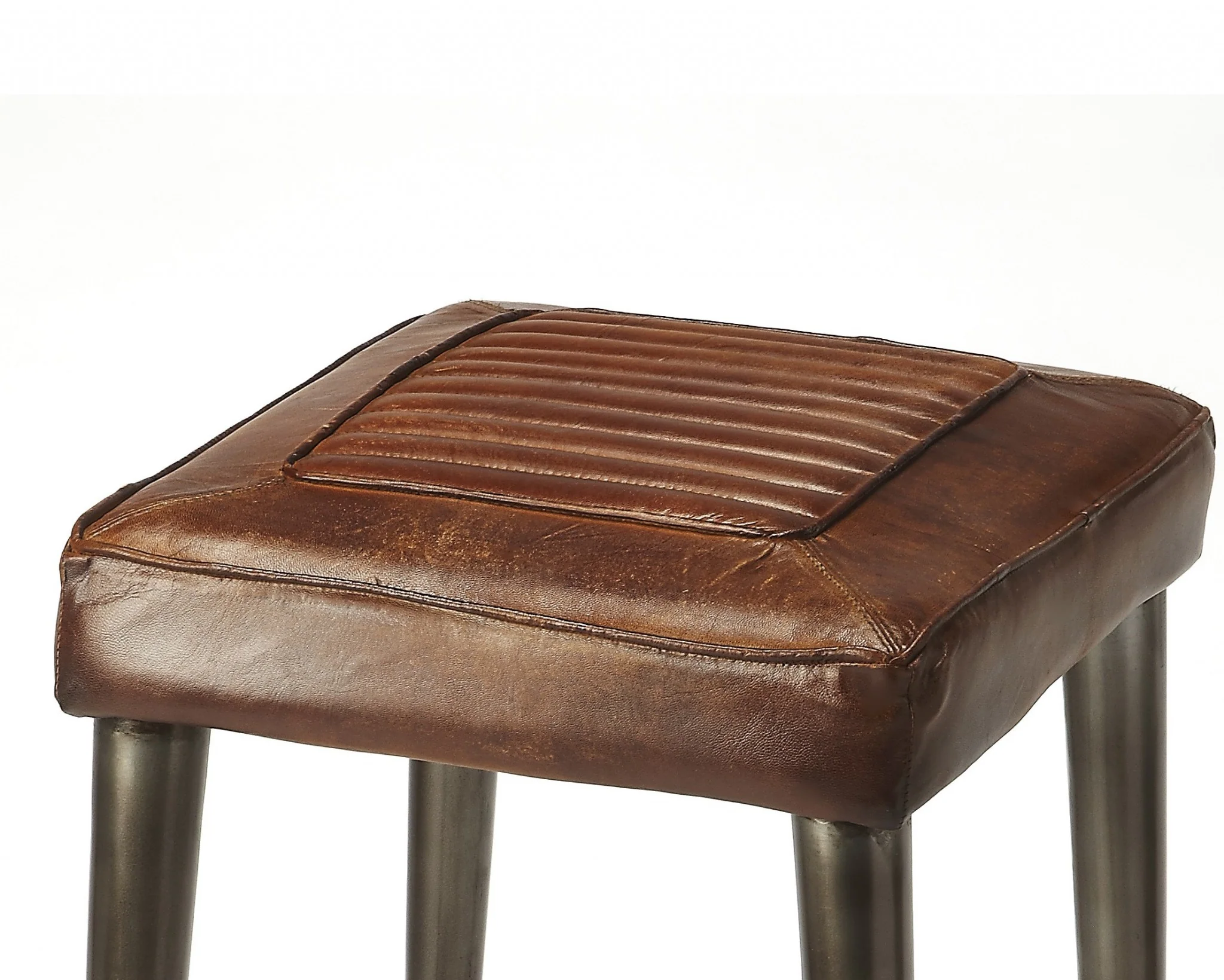 Brown Leather Bar Stool By Homeroots - Image 3