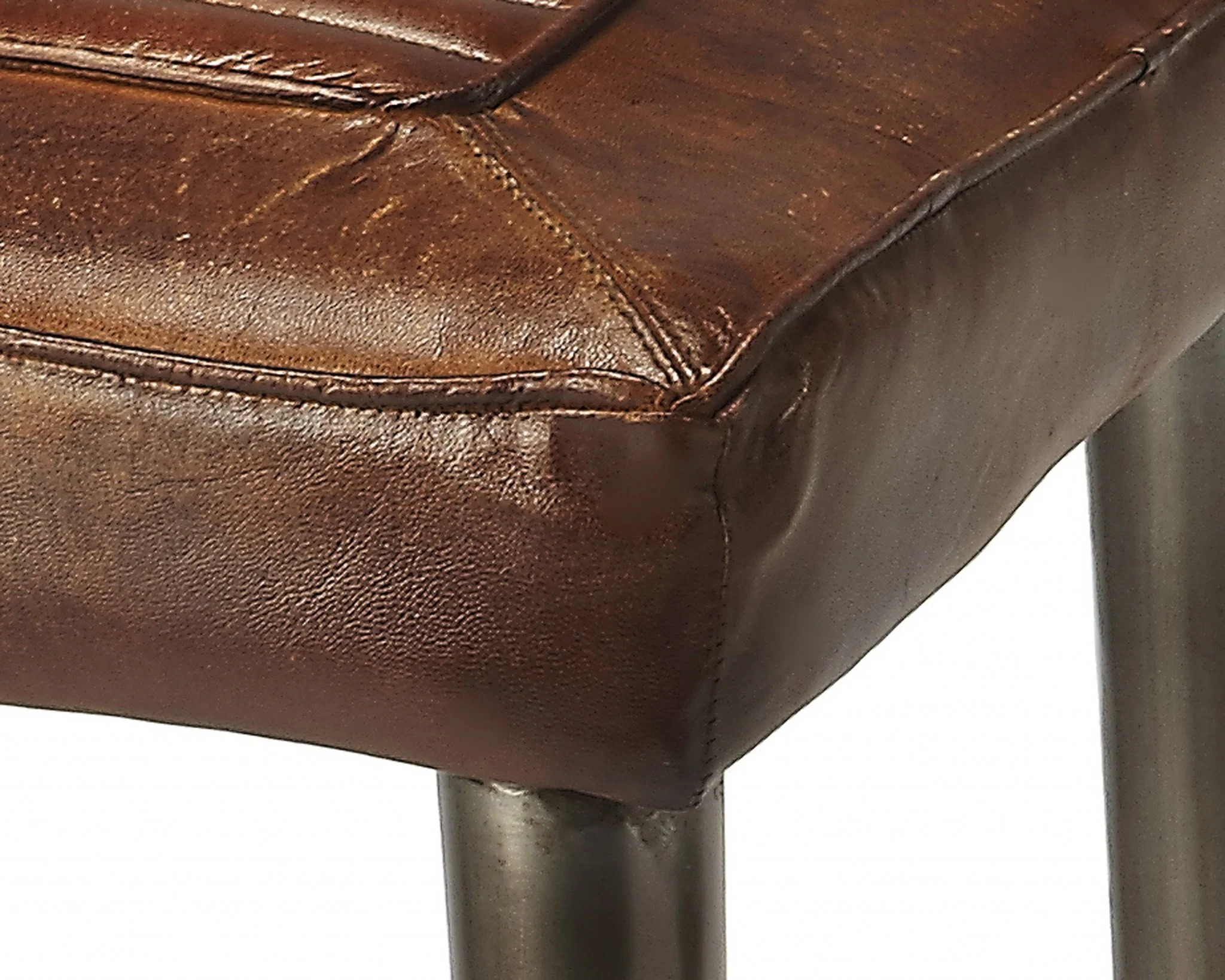 Brown Leather Bar Stool By Homeroots - Image 4