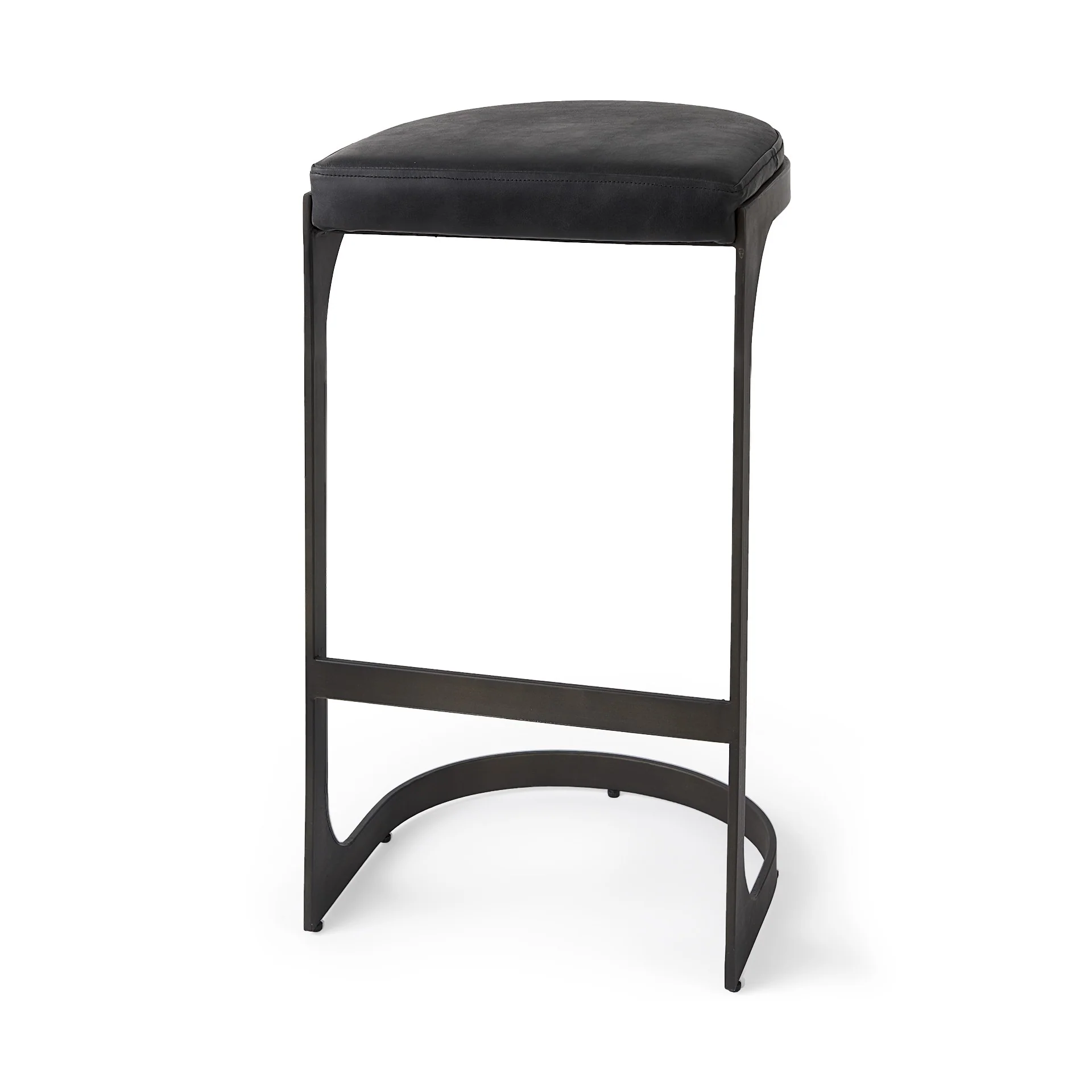 Brown Leather C Shape Metal Bar Stool By Homeroots - Image 10