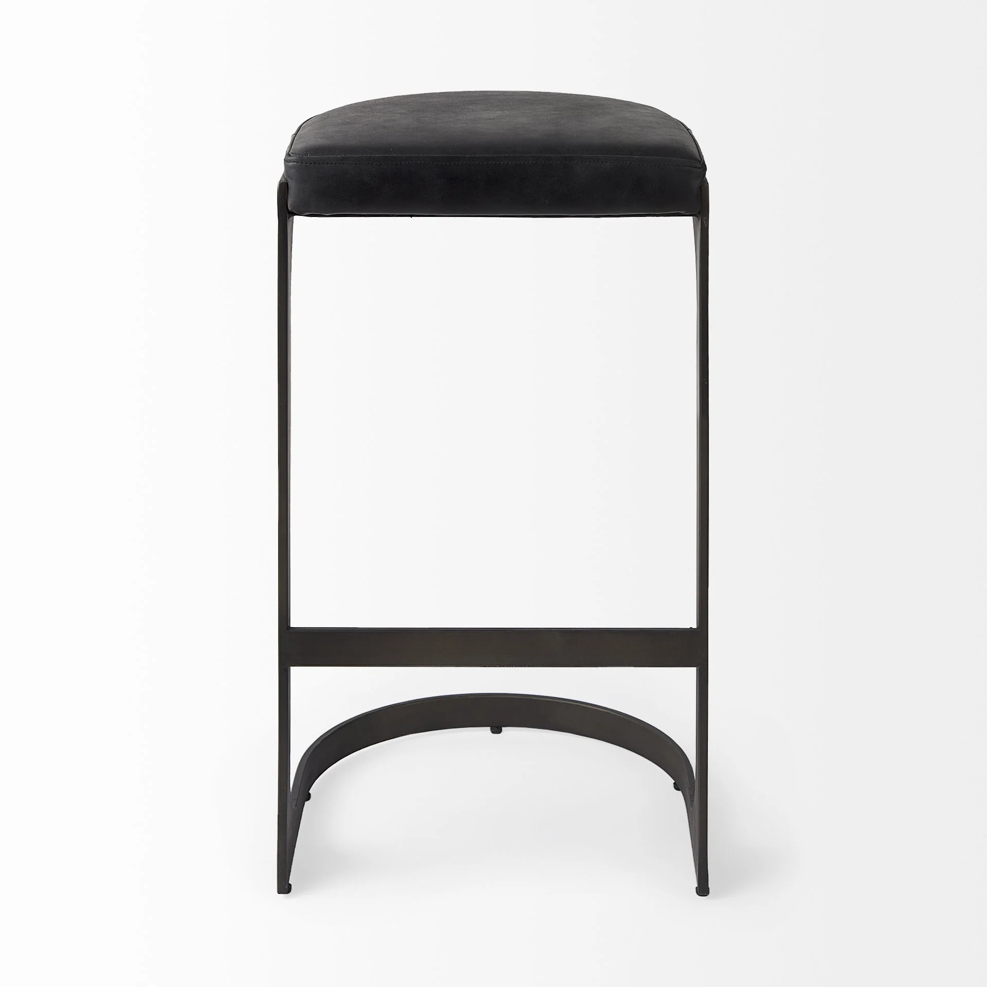 Brown Leather C Shape Metal Bar Stool By Homeroots - Image 11