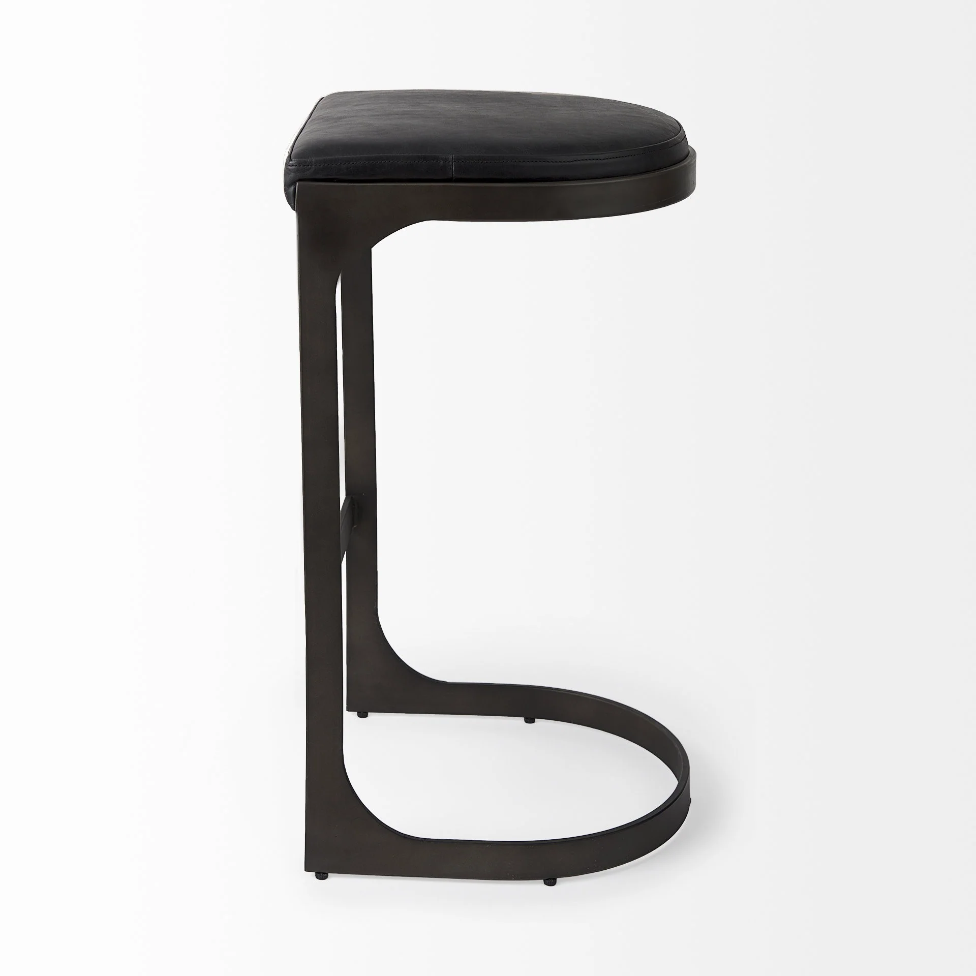 Brown Leather C Shape Metal Bar Stool By Homeroots - Image 12