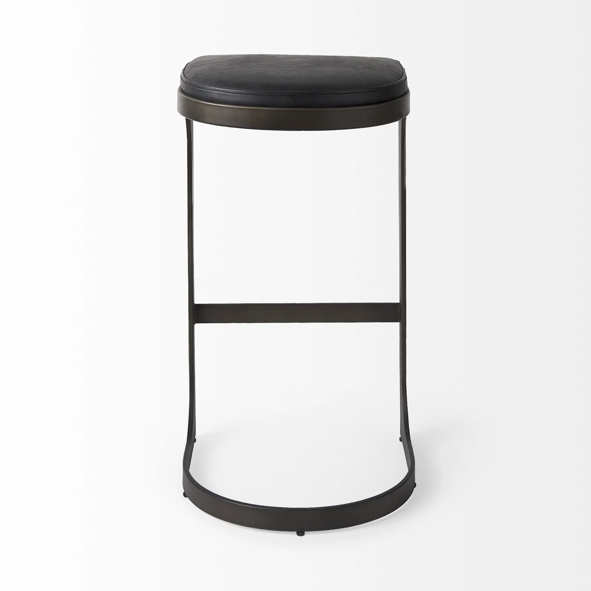 Brown Leather C Shape Metal Bar Stool By Homeroots - Image 13