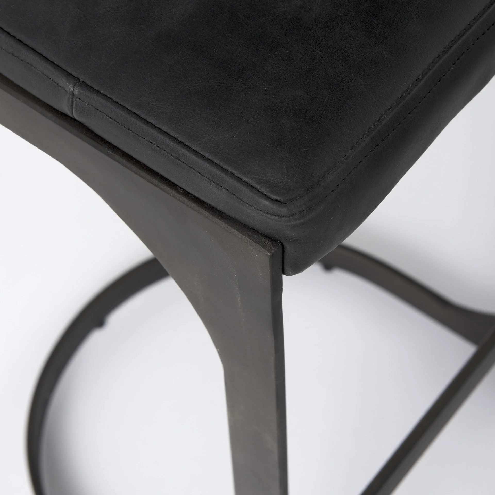 Brown Leather C Shape Metal Bar Stool By Homeroots - Image 16