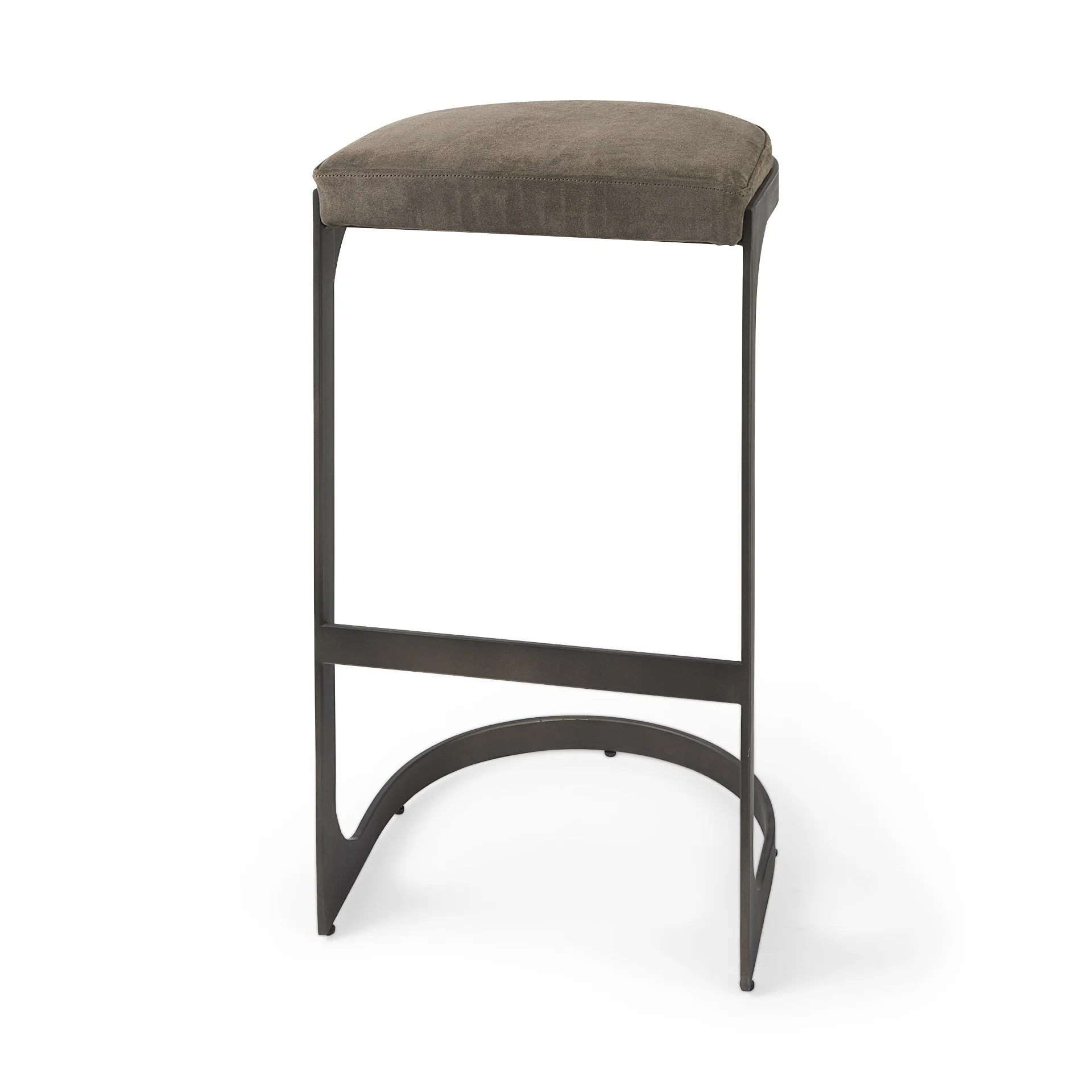Brown Leather C Shape Metal Bar Stool By Homeroots - Image 19