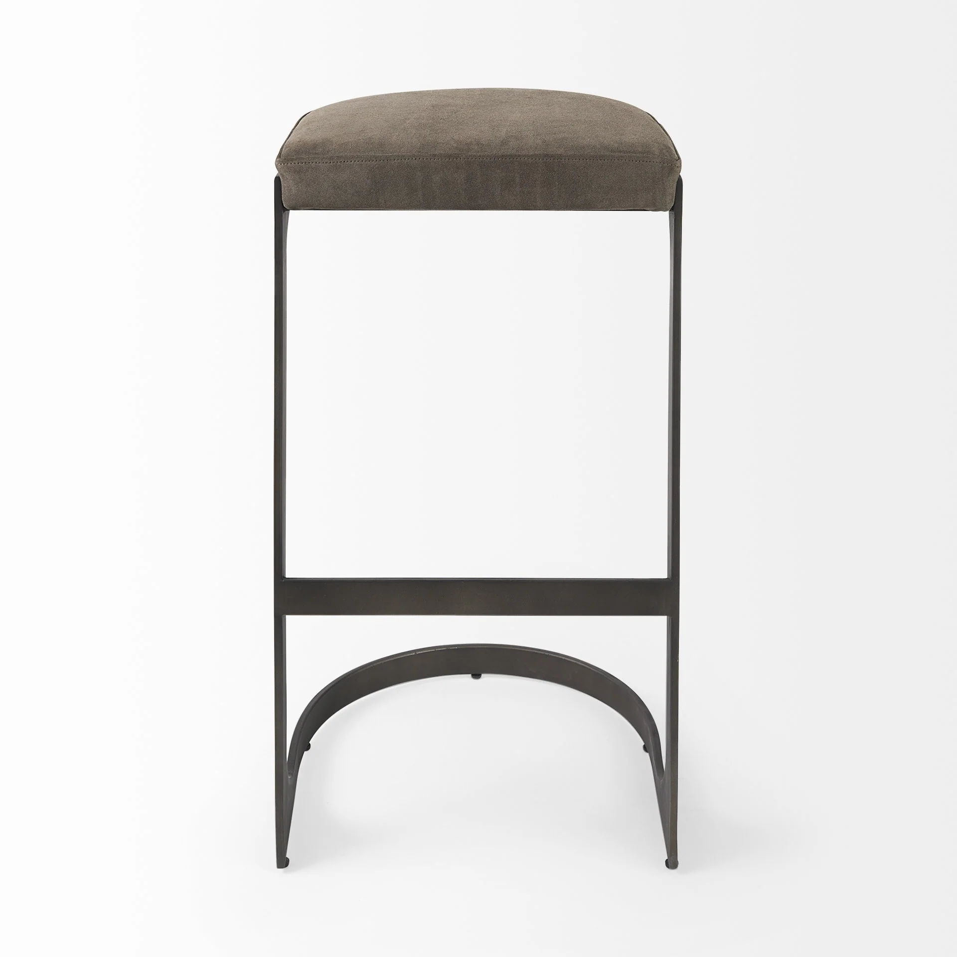 Brown Leather C Shape Metal Bar Stool By Homeroots - Image 20