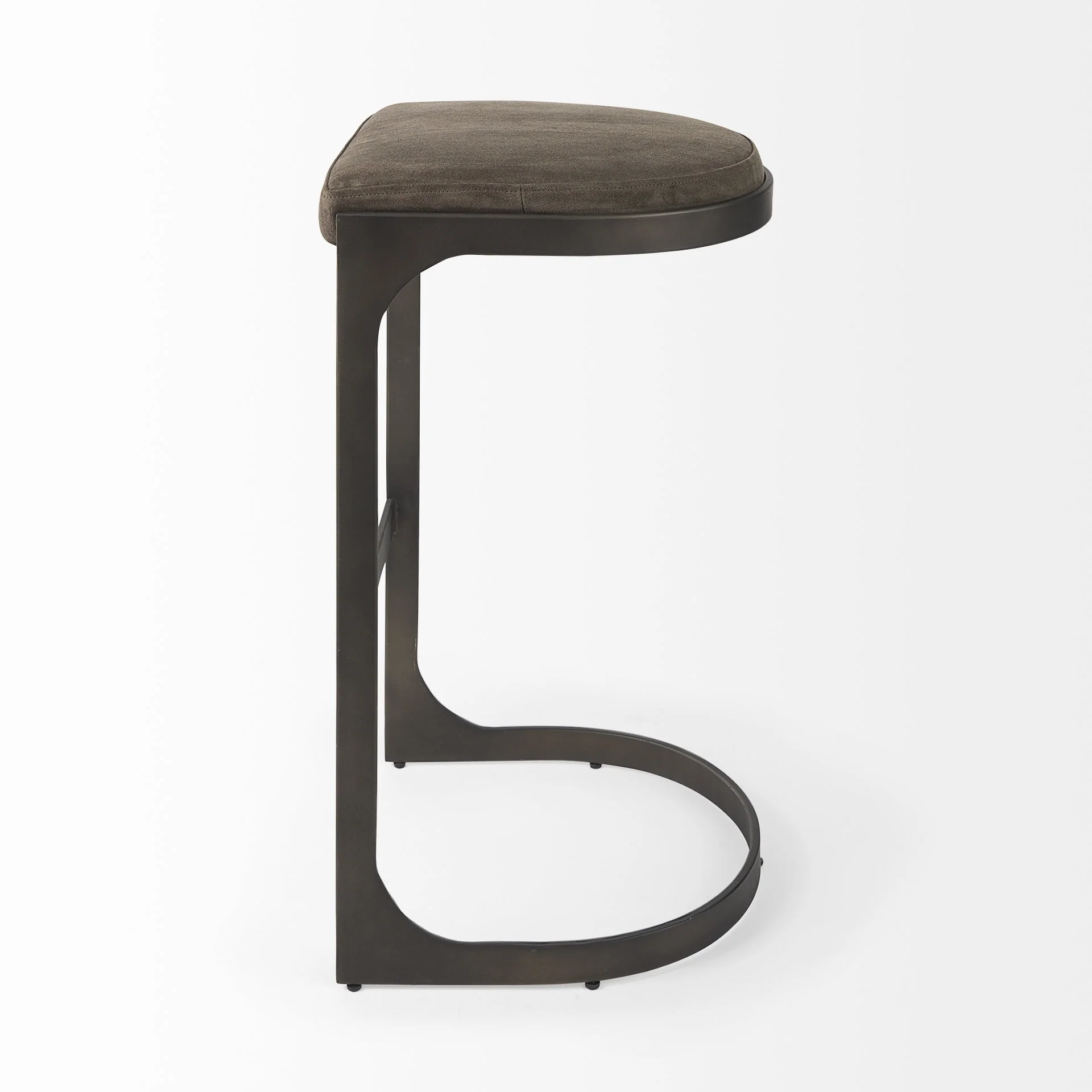 Brown Leather C Shape Metal Bar Stool By Homeroots - Image 21