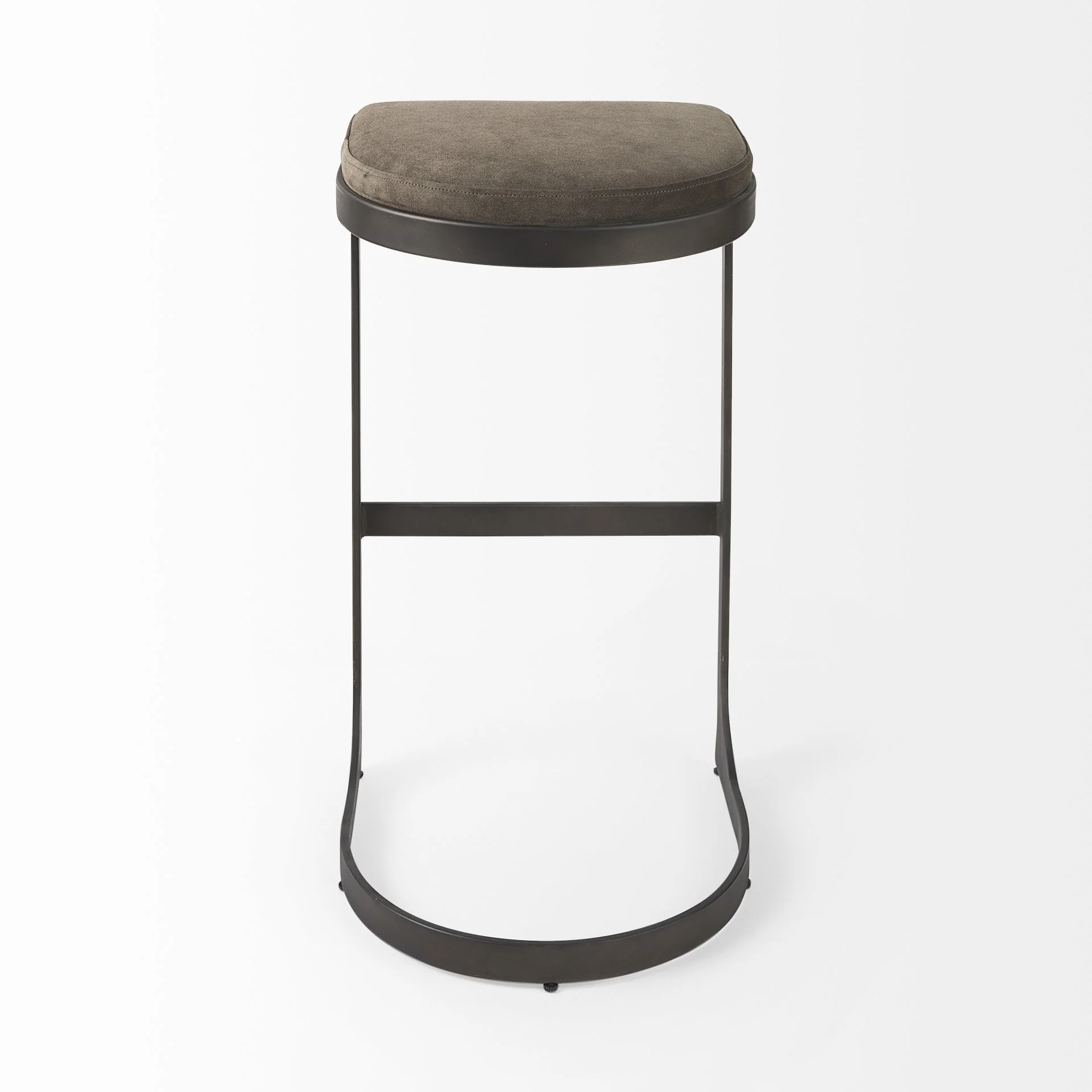 Brown Leather C Shape Metal Bar Stool By Homeroots - Image 22