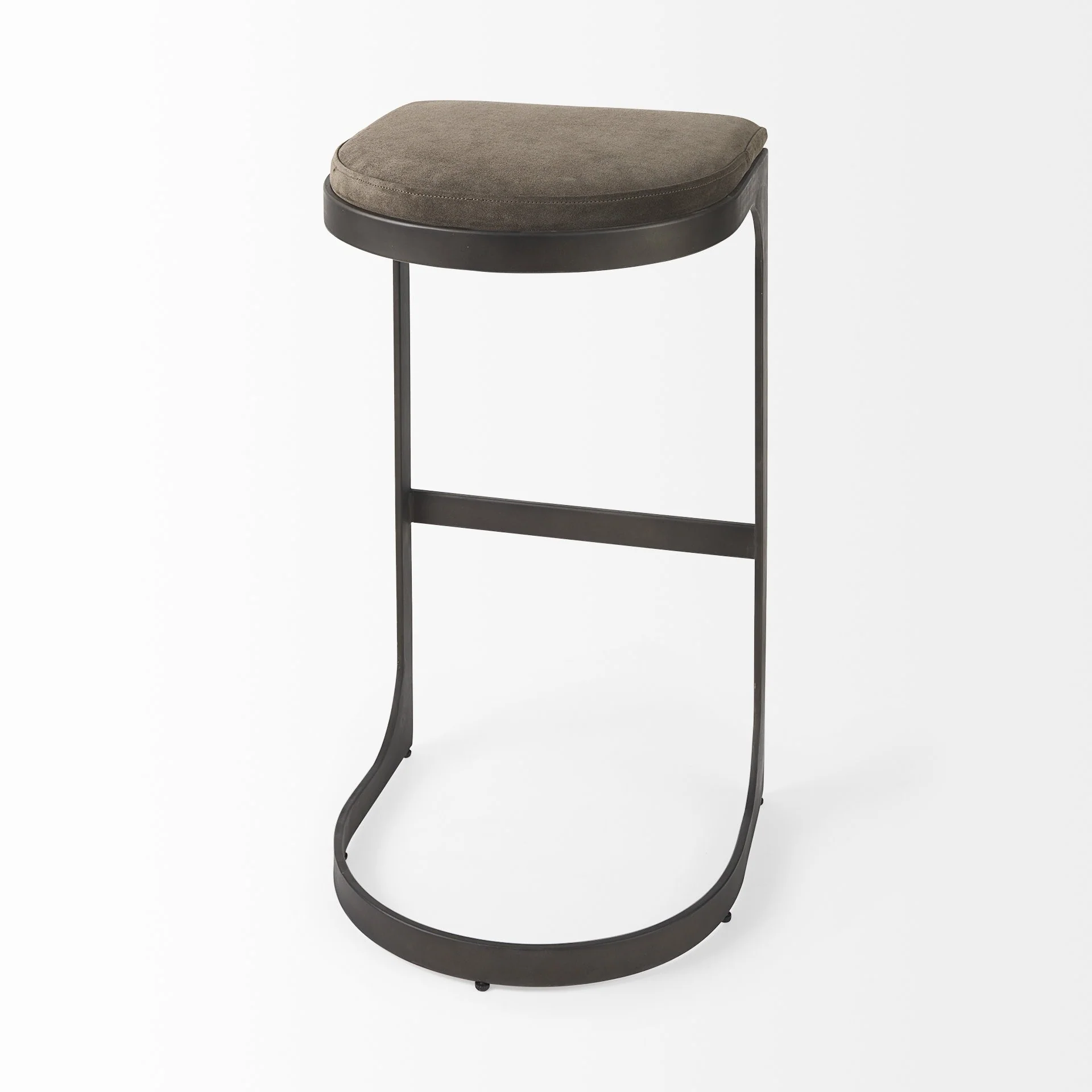 Brown Leather C Shape Metal Bar Stool By Homeroots - Image 23