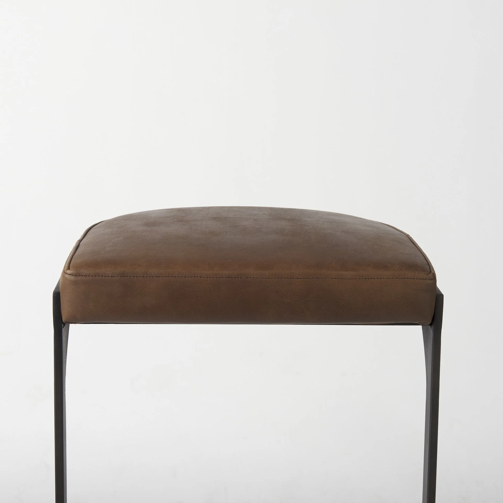 Brown Leather C Shape Metal Bar Stool By Homeroots - Image 6