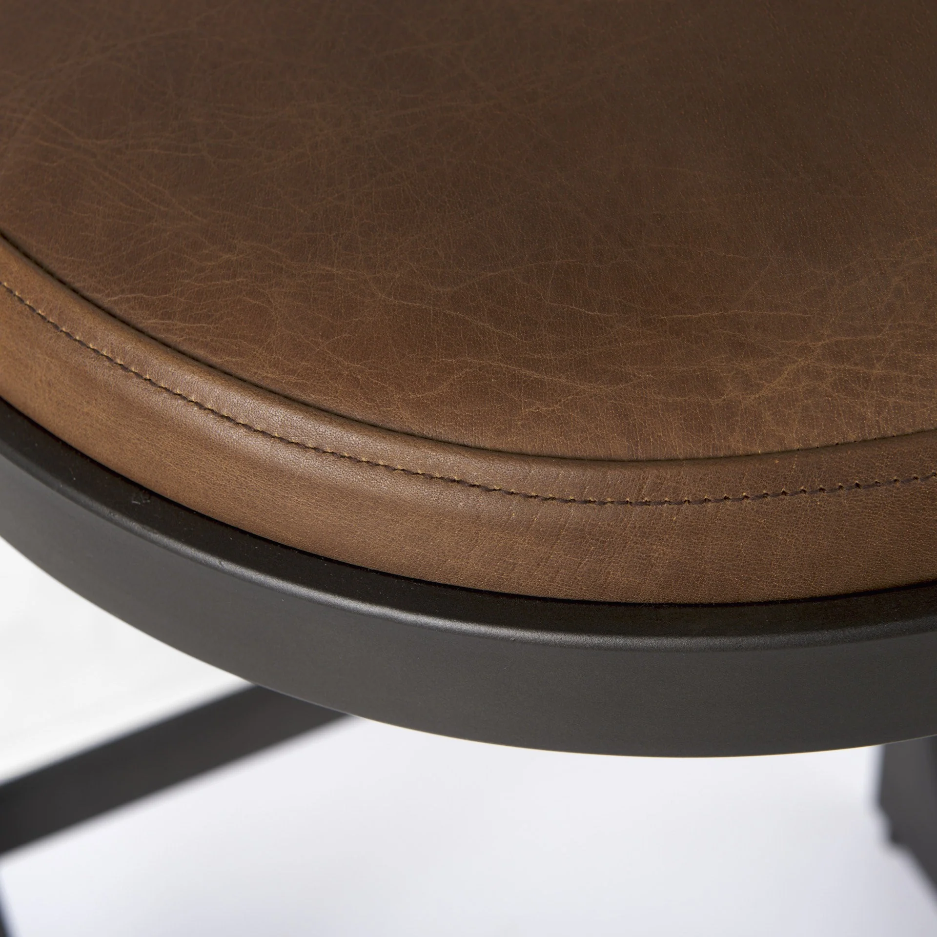 Brown Leather C Shape Metal Bar Stool By Homeroots - Image 8
