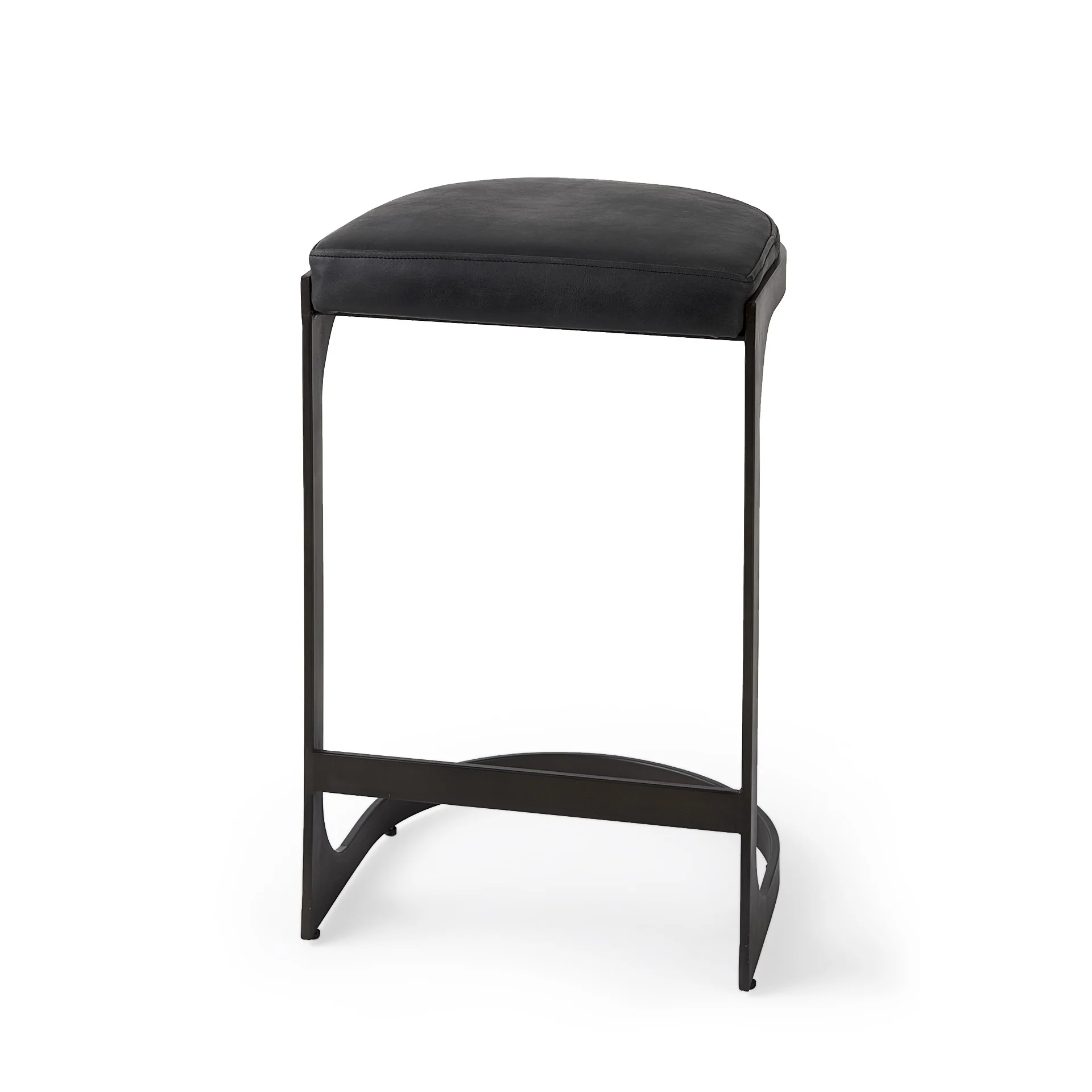 Brown Leather C Shape Metal Counter Stool By Homeroots - Image 10