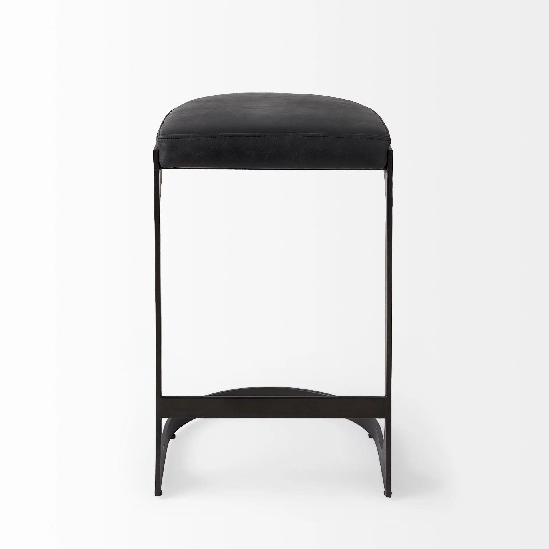 Brown Leather C Shape Metal Counter Stool By Homeroots - Image 11