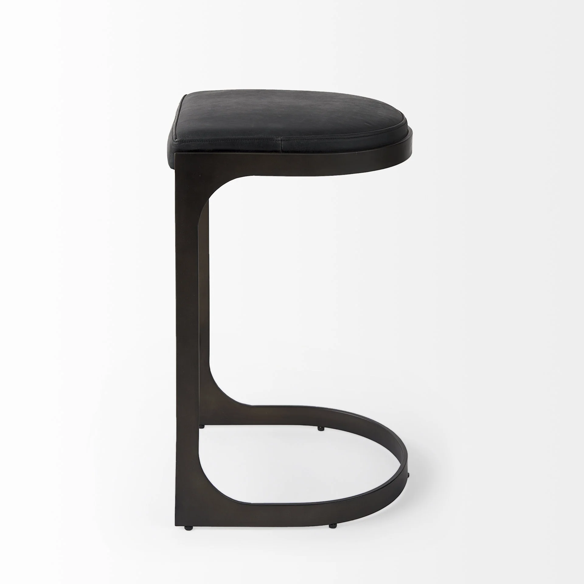 Brown Leather C Shape Metal Counter Stool By Homeroots - Image 12