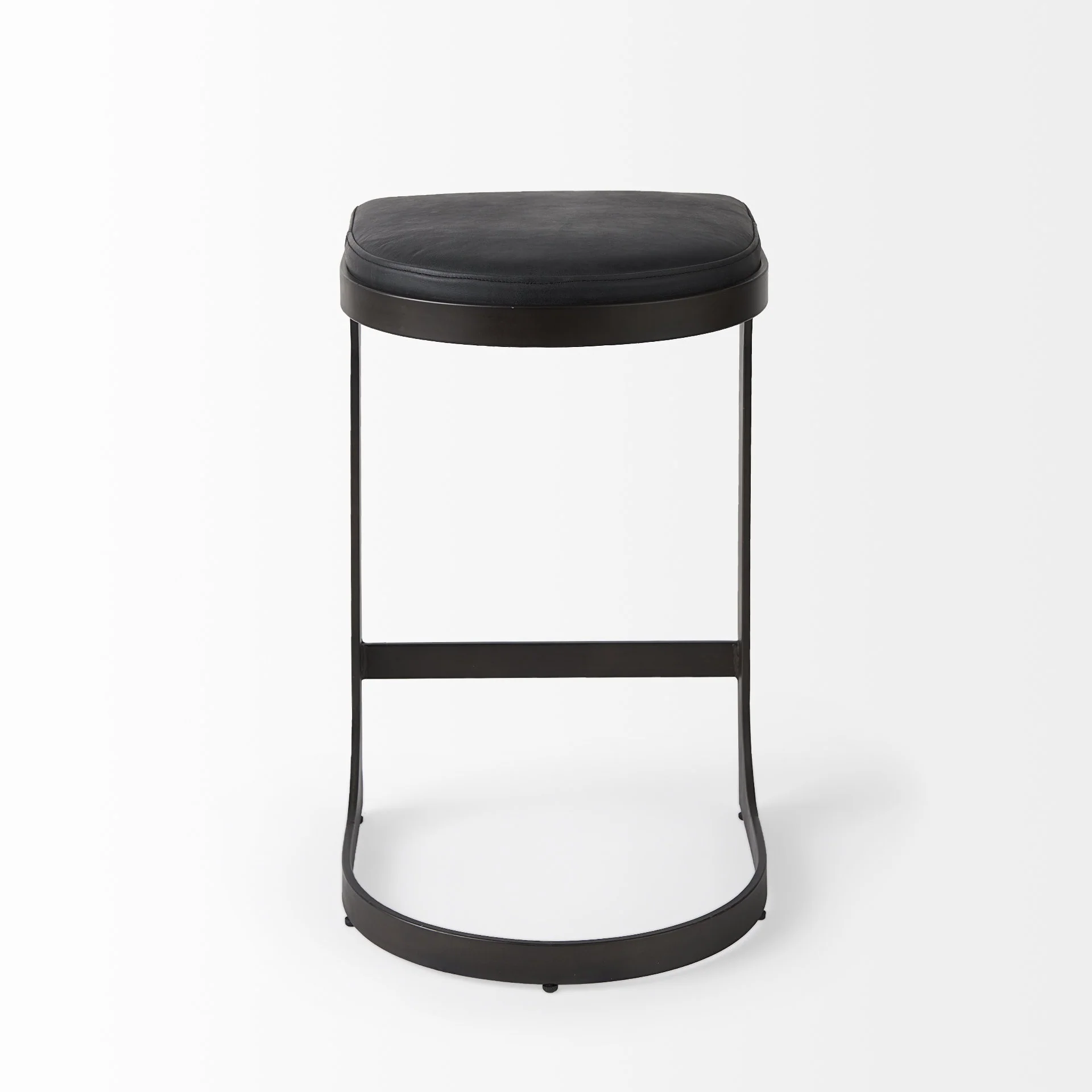 Brown Leather C Shape Metal Counter Stool By Homeroots - Image 13