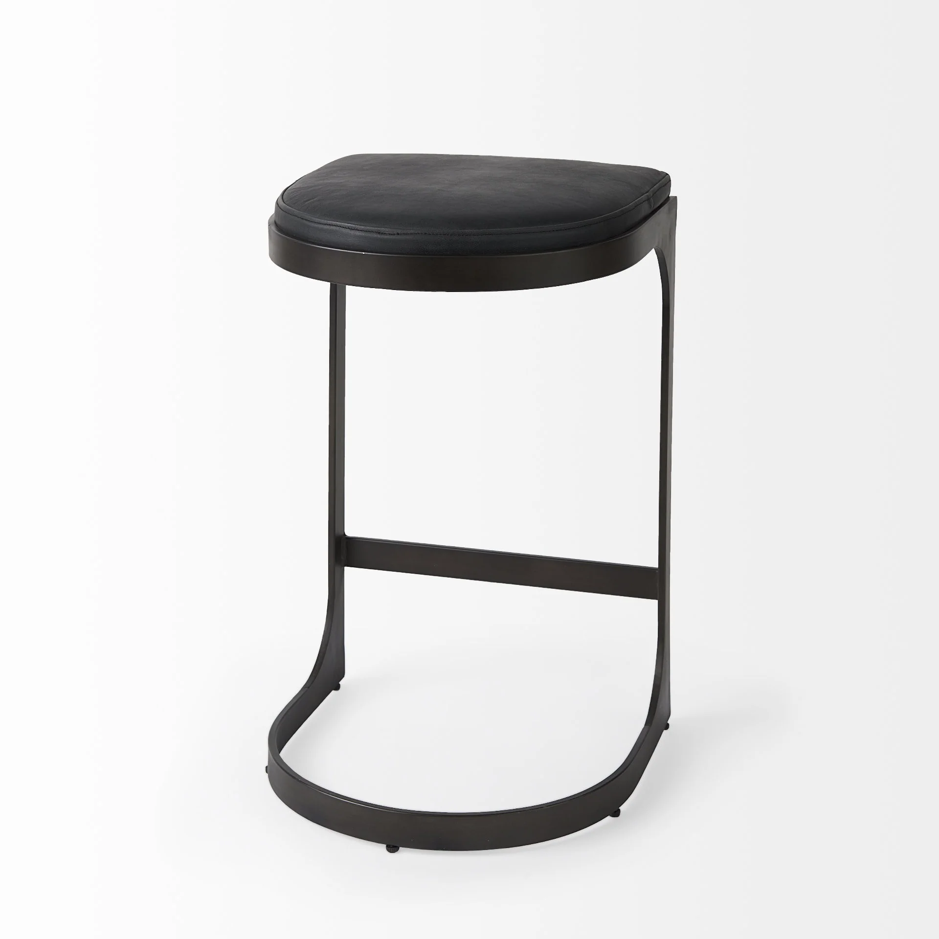 Brown Leather C Shape Metal Counter Stool By Homeroots - Image 14