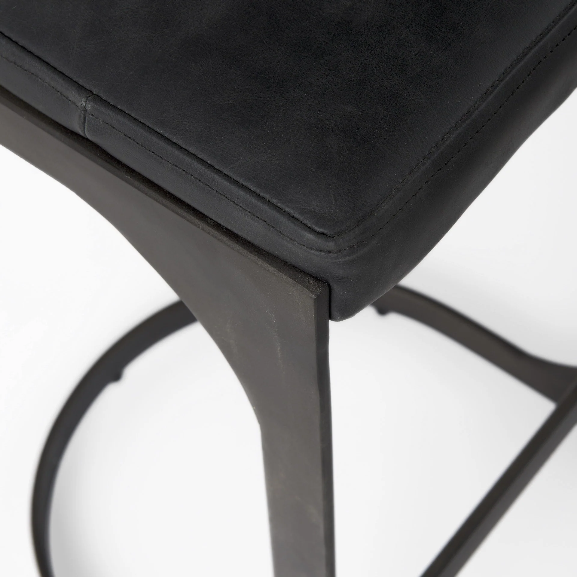 Brown Leather C Shape Metal Counter Stool By Homeroots - Image 16