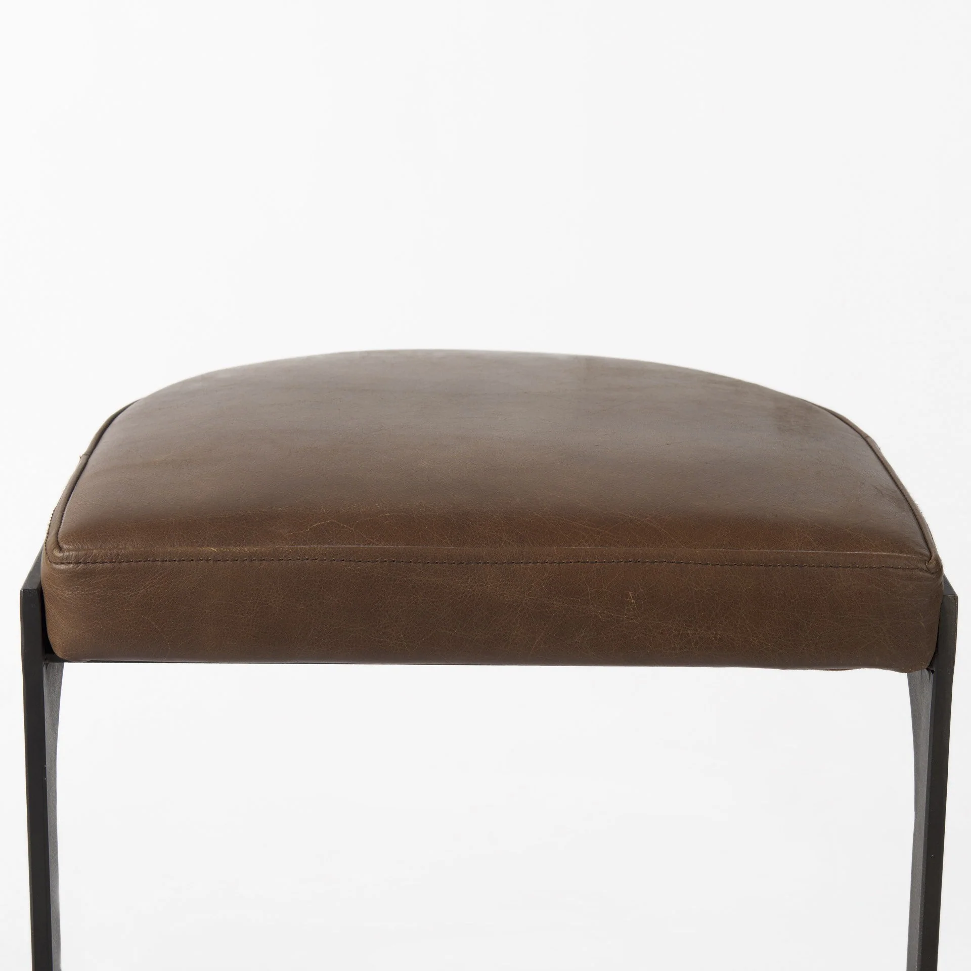 Brown Leather C Shape Metal Counter Stool By Homeroots - Image 6