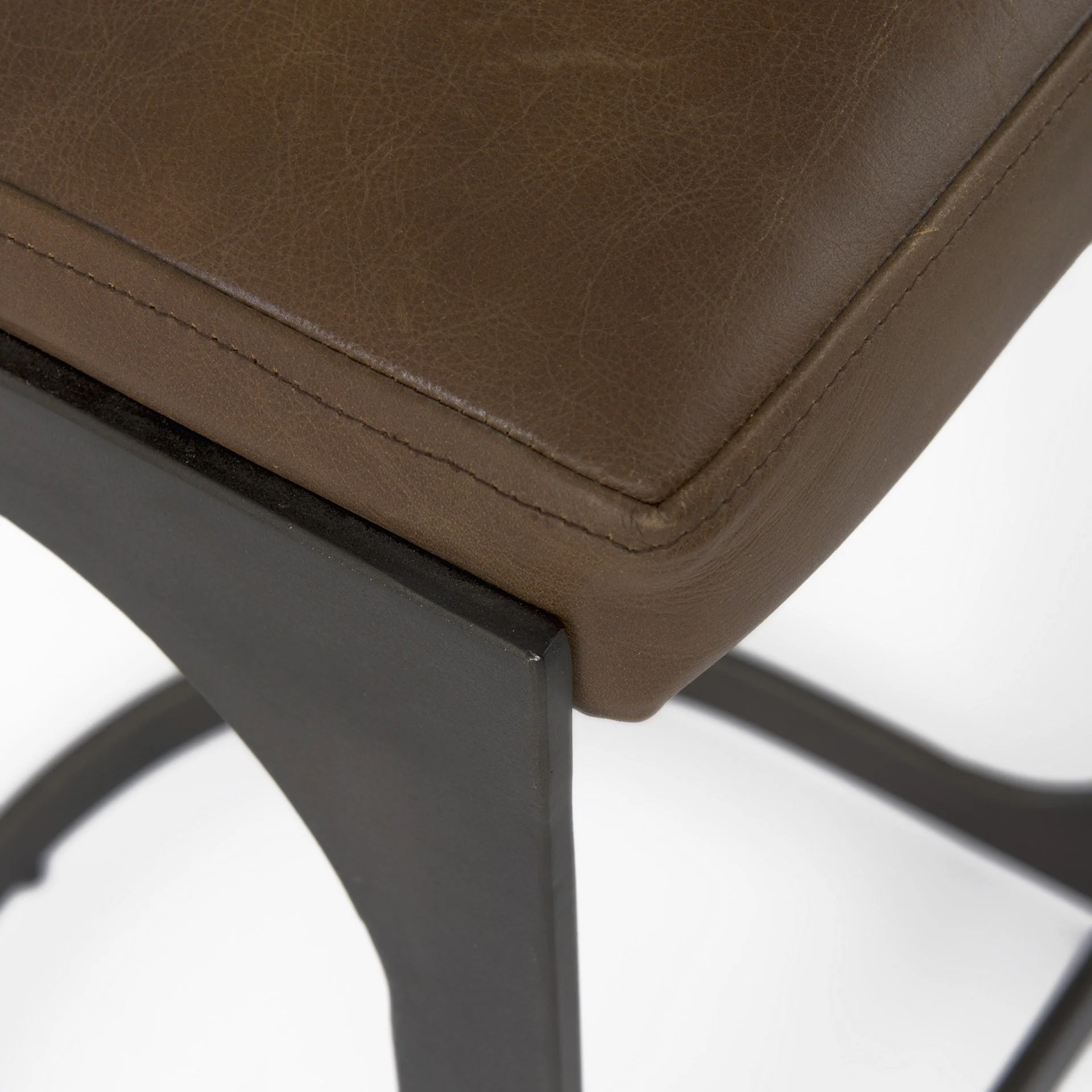 Brown Leather C Shape Metal Counter Stool By Homeroots - Image 7