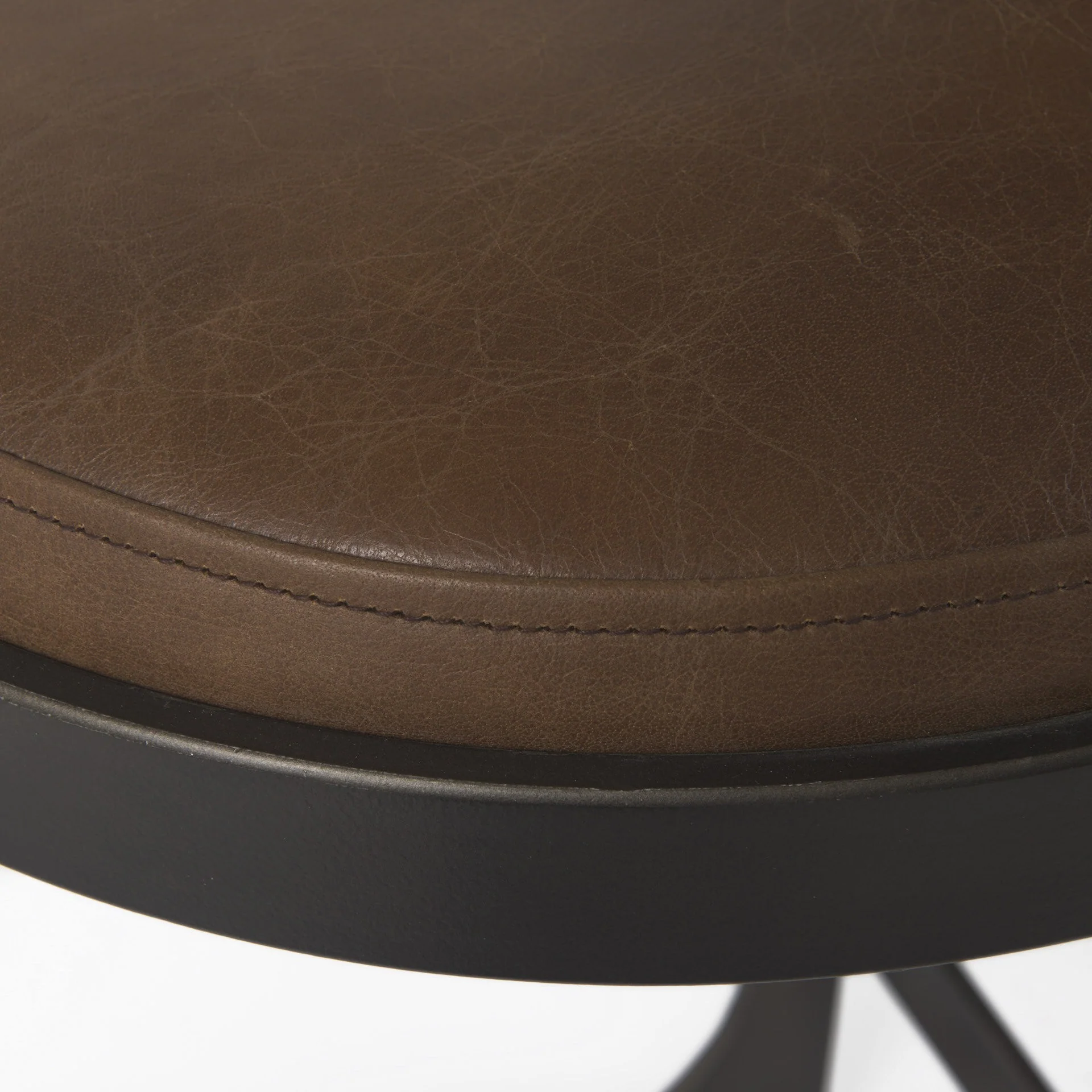 Brown Leather C Shape Metal Counter Stool By Homeroots - Image 8