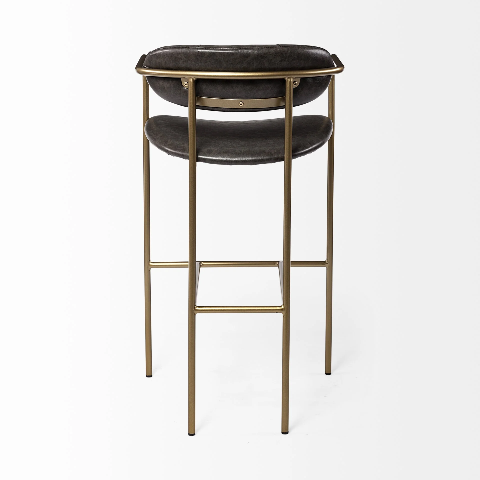 Brown Leather Gold Framed Bar Stool By Homeroots - Image 4