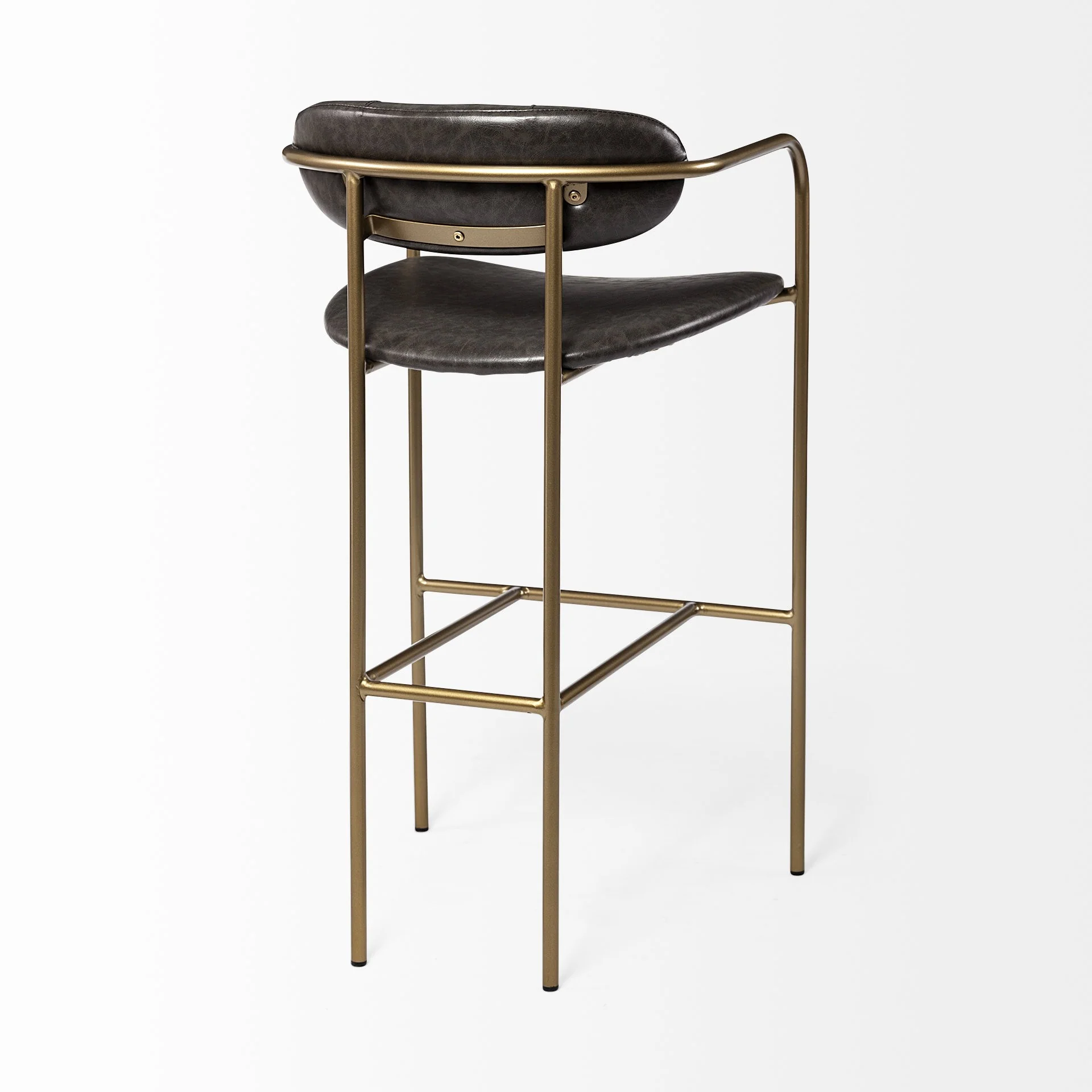 Brown Leather Gold Framed Bar Stool By Homeroots - Image 5