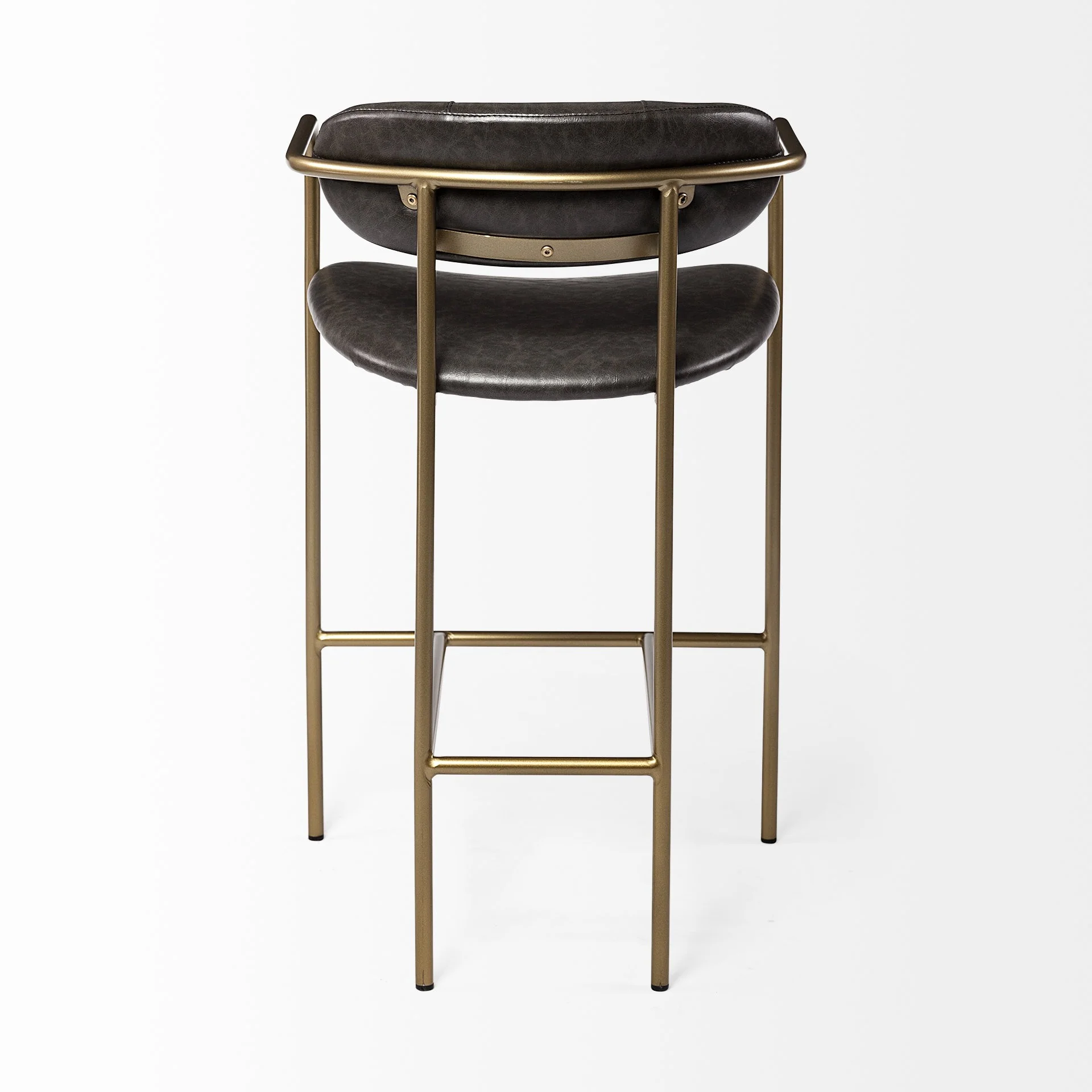 Brown Leather Gold Framed Counter Stool By Homeroots - Image 4