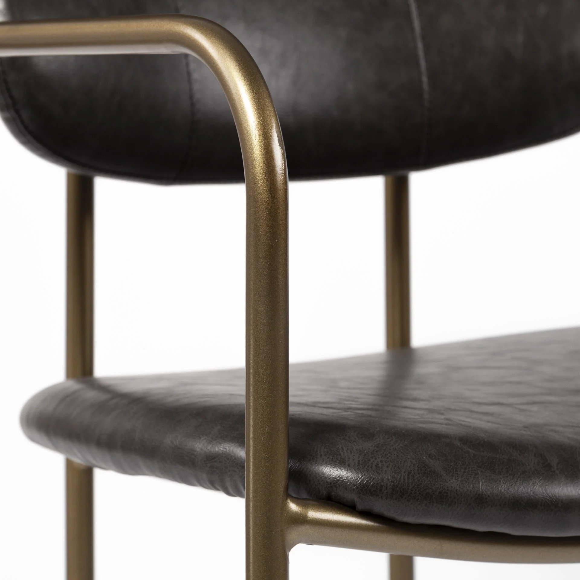 Brown Leather Gold Framed Counter Stool By Homeroots - Image 7