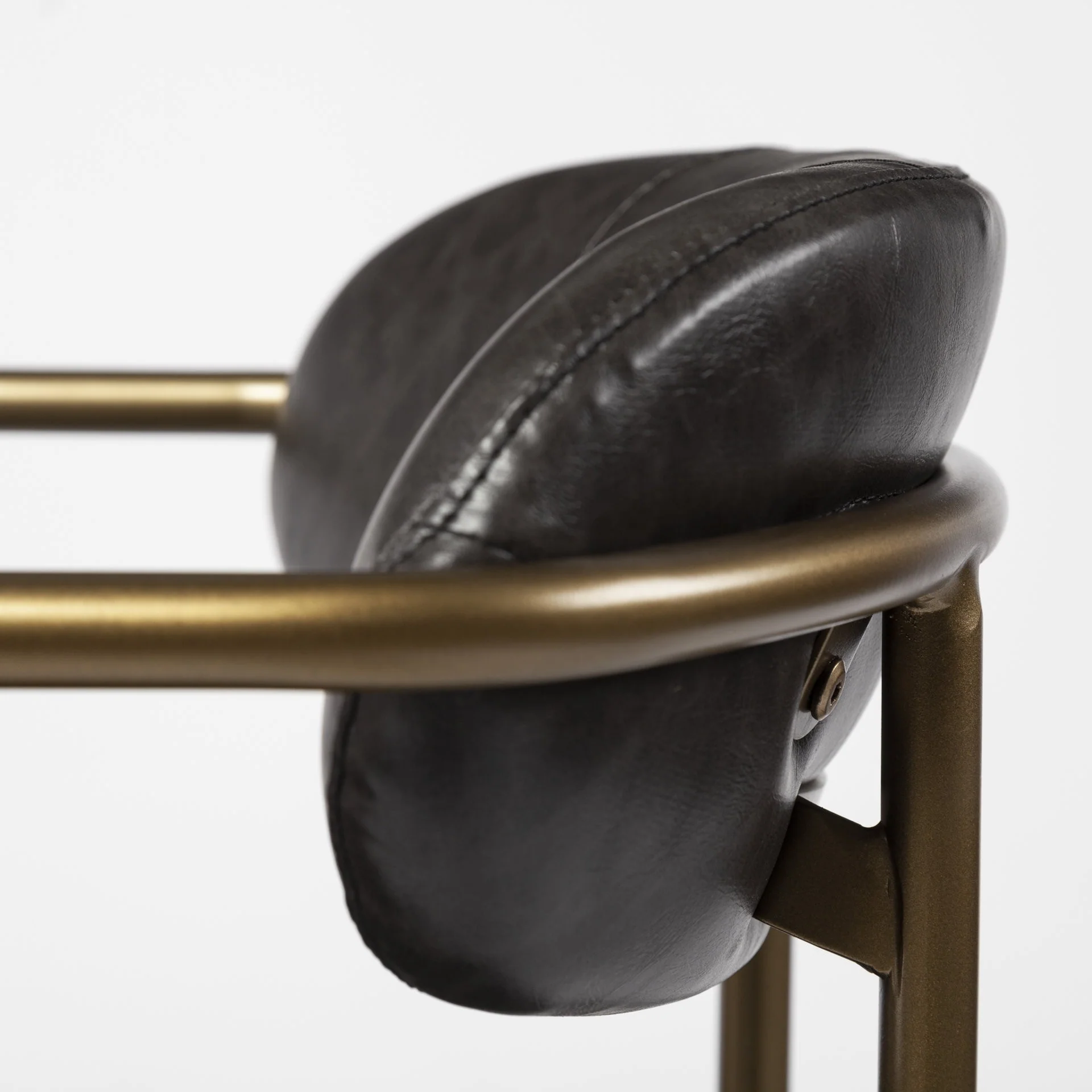 Brown Leather Gold Framed Counter Stool By Homeroots - Image 8
