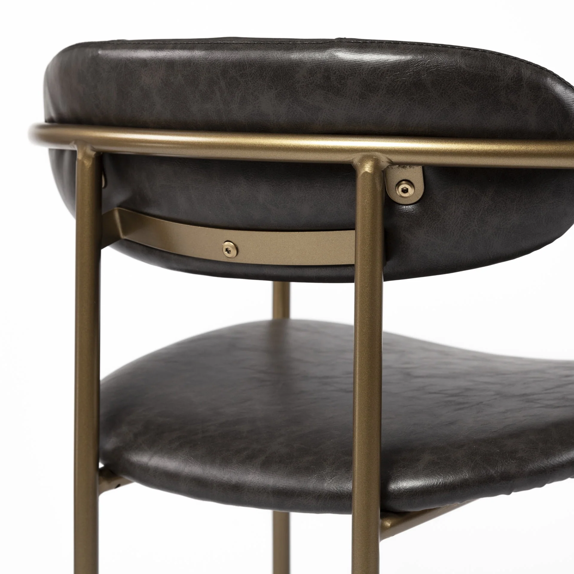Brown Leather Gold Framed Counter Stool By Homeroots - Image 9
