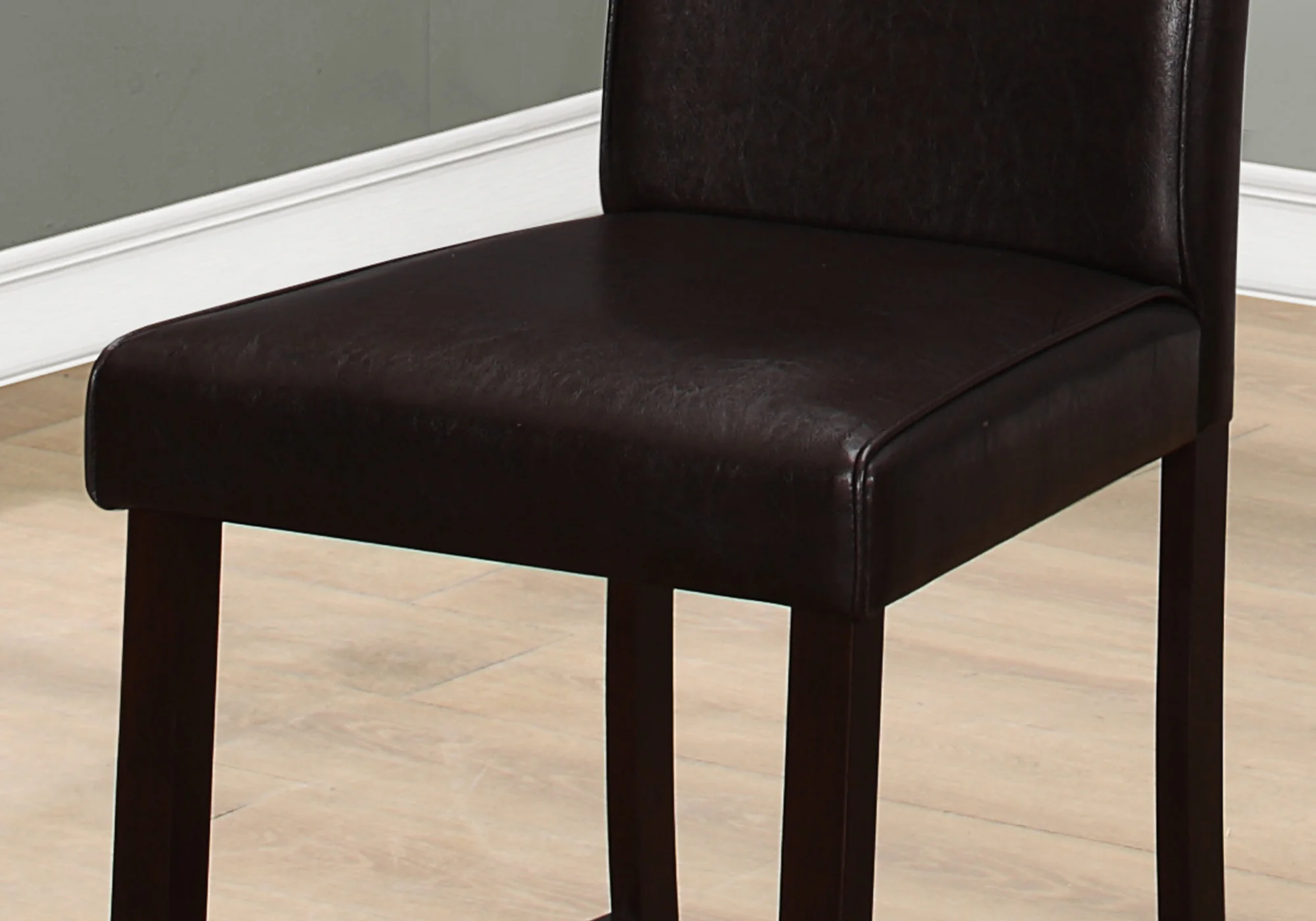 Brown Leather Look Counter Height 2Pcs Dining Chair By Homeroots - Image 2