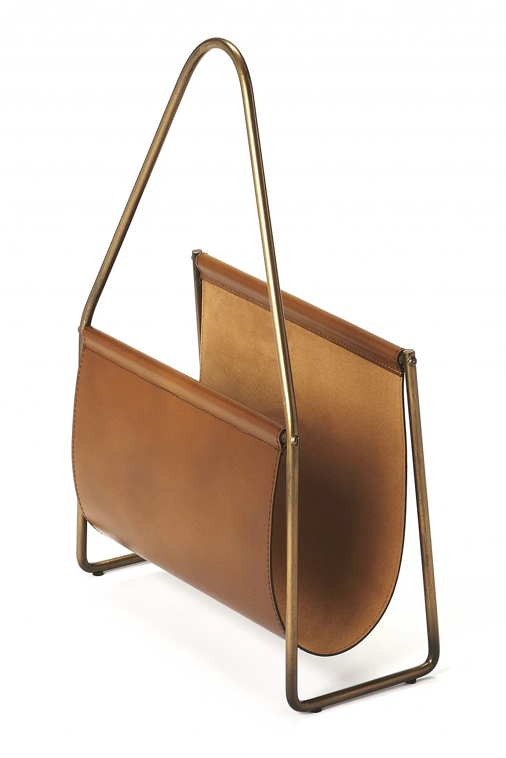 Brown Leather Magazine Basket By Homeroots - Image 2