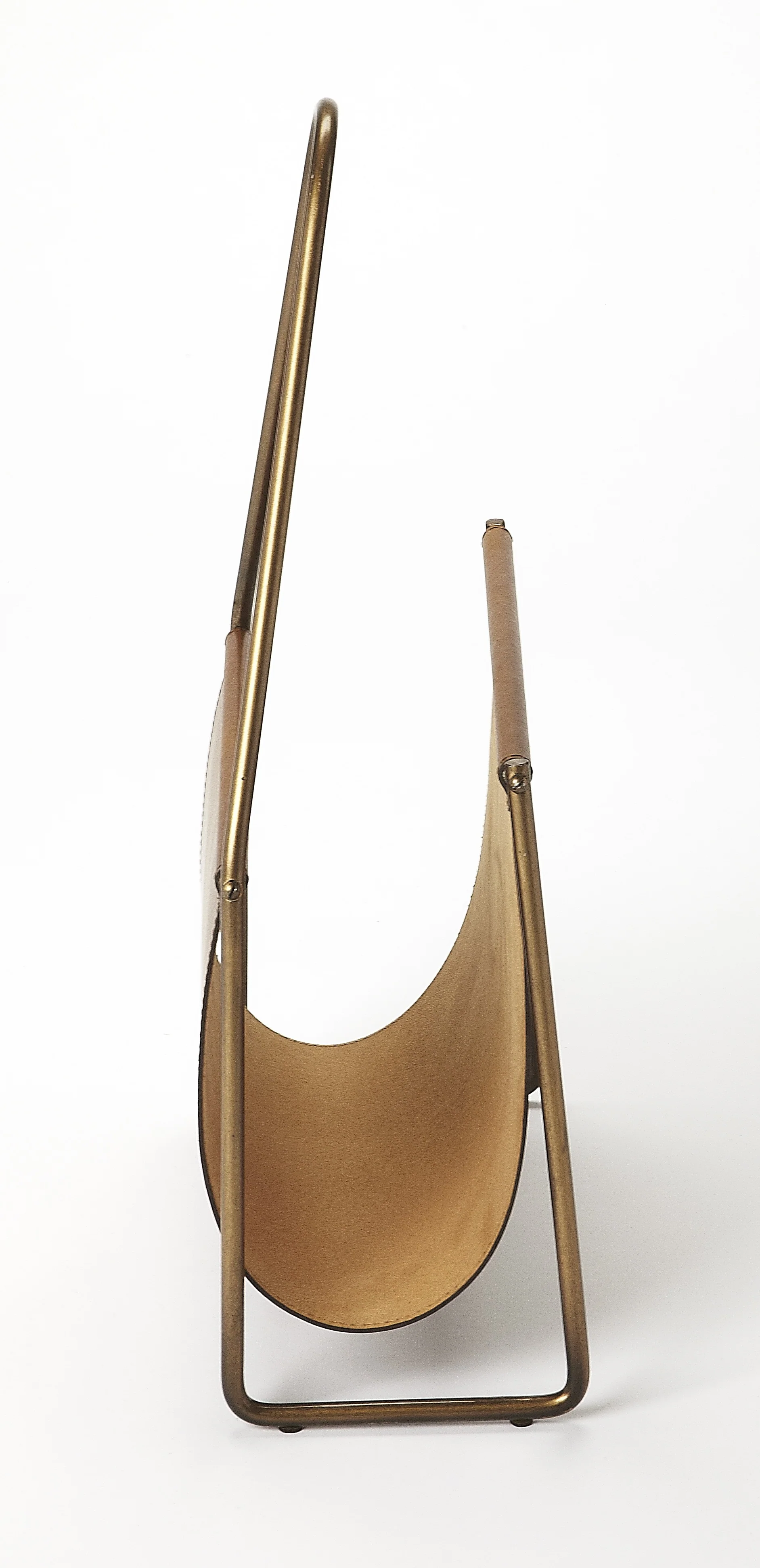 Brown Leather Magazine Basket By Homeroots - Image 3