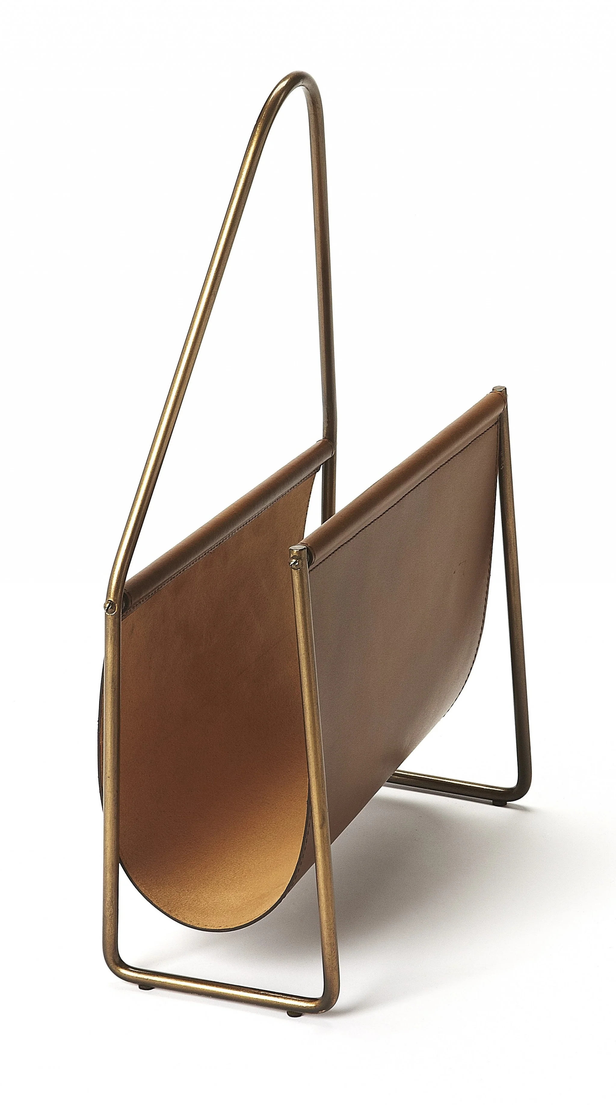Brown Leather Magazine Basket By Homeroots - Image 4