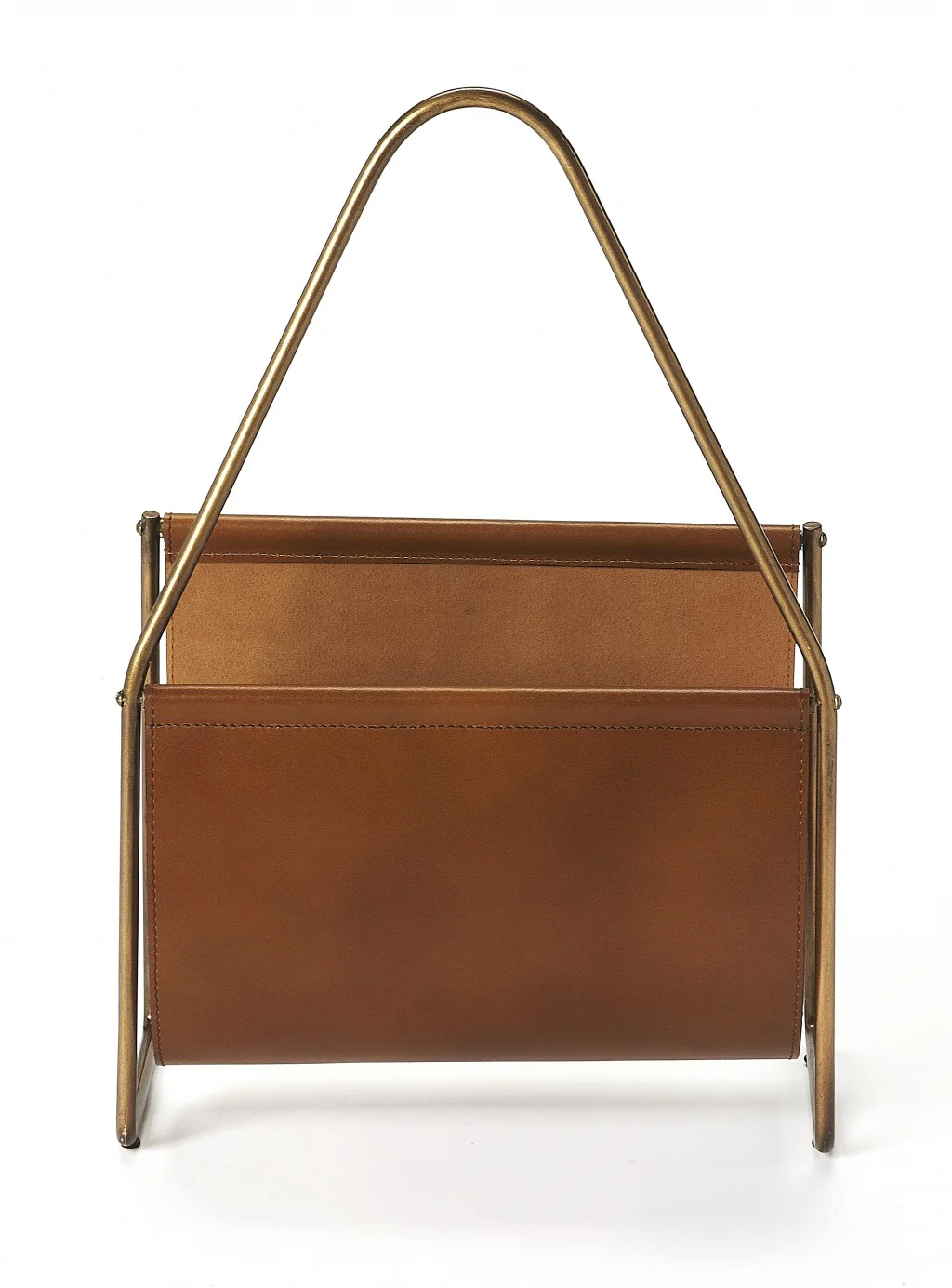 Brown Leather Magazine Basket By Homeroots - Image 5
