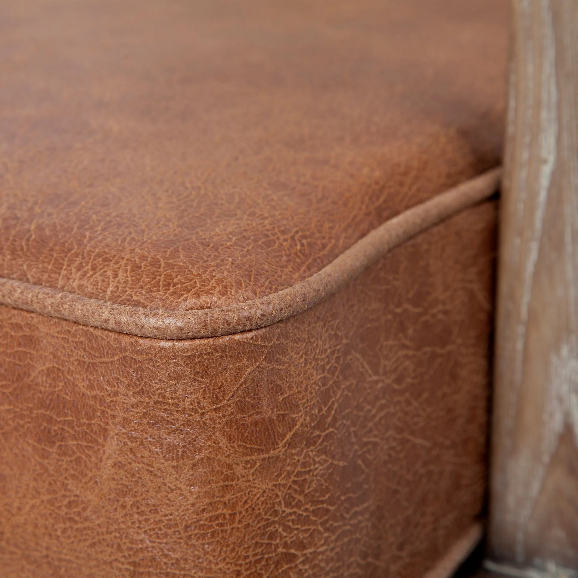 Brown Leather Seat Accent Chair with Off White Fabric By Homeroots - Image 6