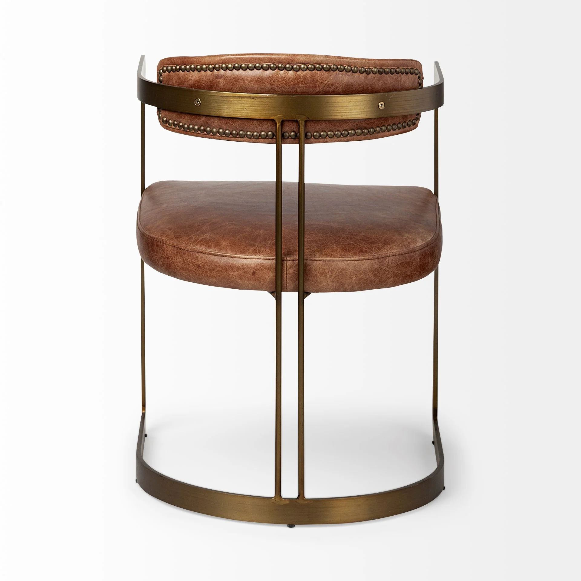 Brown Leather Seat With Gold Iron Frame Dining Chair By Homeroots - Image 5