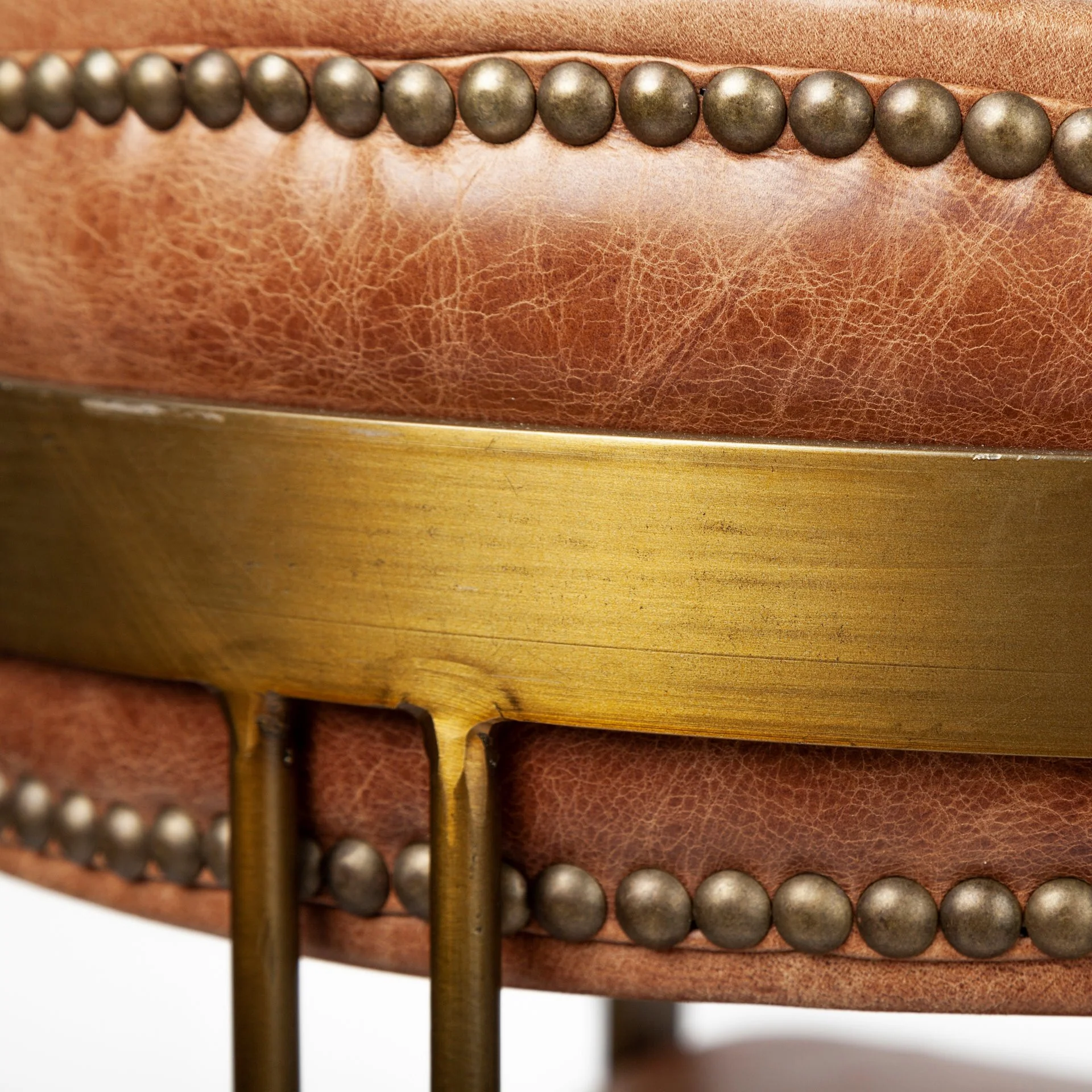 Brown Leather Seat With Gold Iron Frame Dining Chair By Homeroots - Image 8