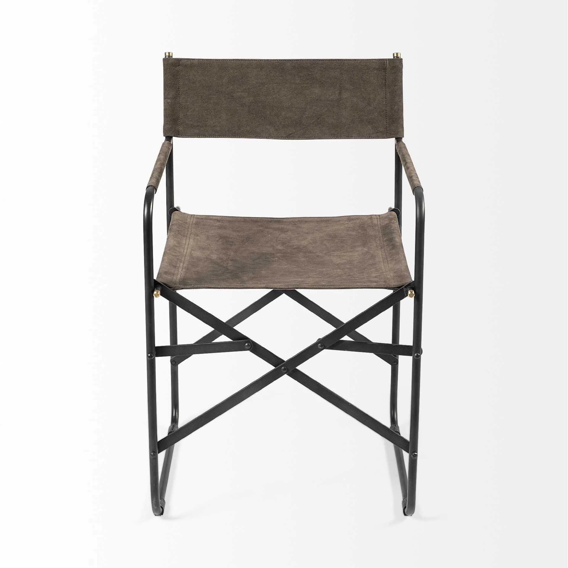 Brown Leather With Black Iron Frame Dining Chair By Homeroots - Image 2
