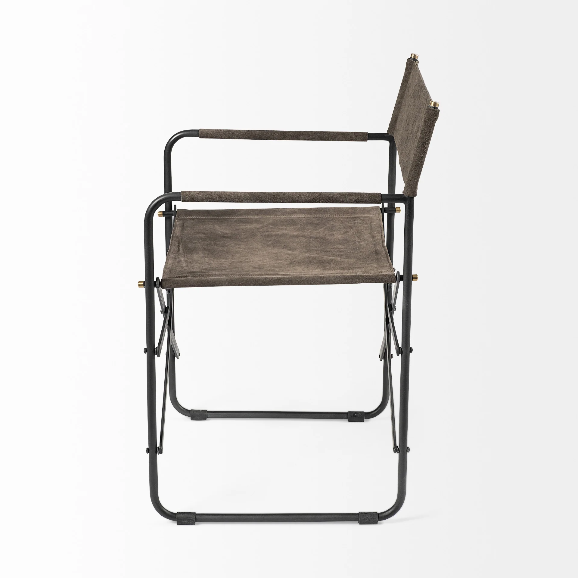 Brown Leather With Black Iron Frame Dining Chair By Homeroots - Image 3