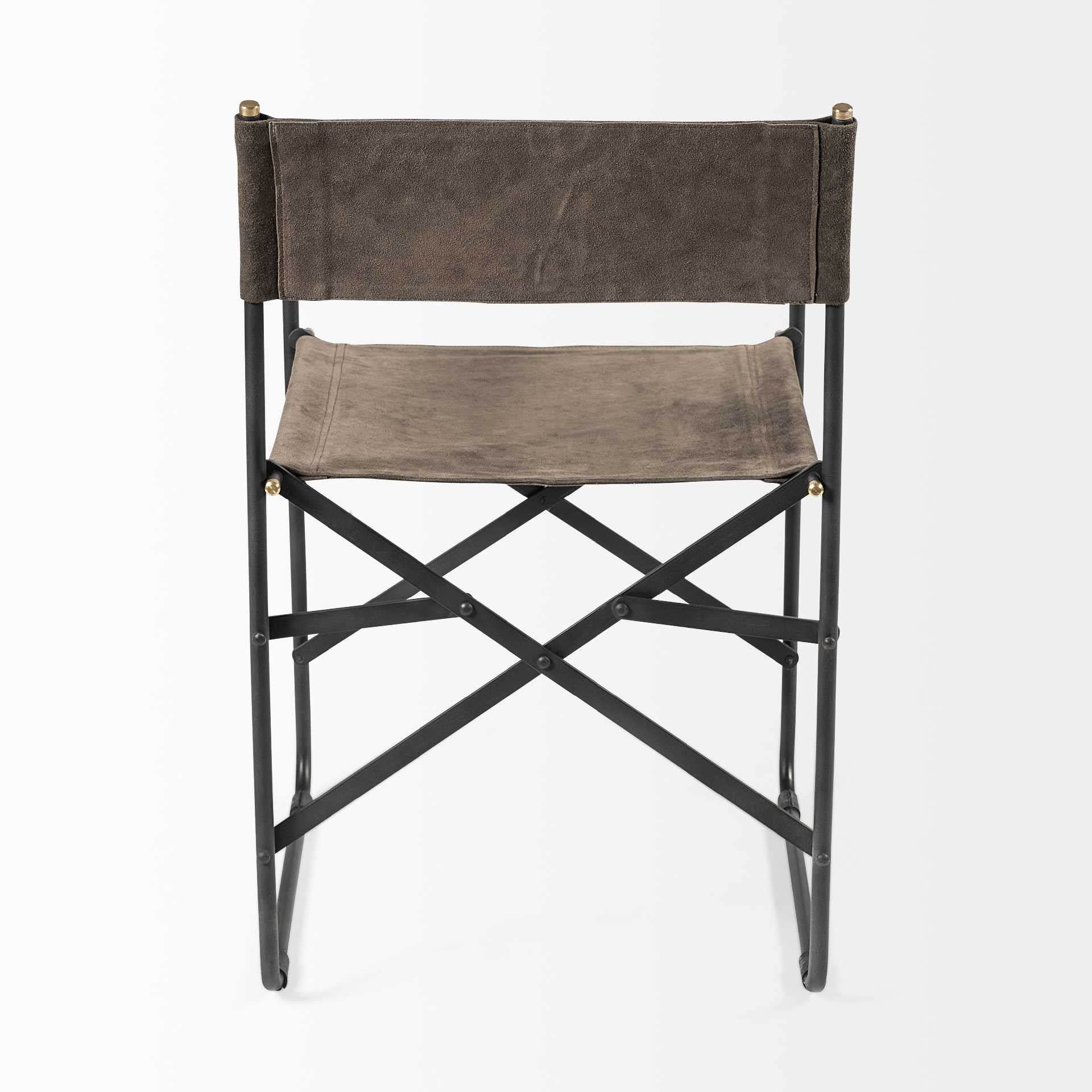 Brown Leather With Black Iron Frame Dining Chair By Homeroots - Image 4