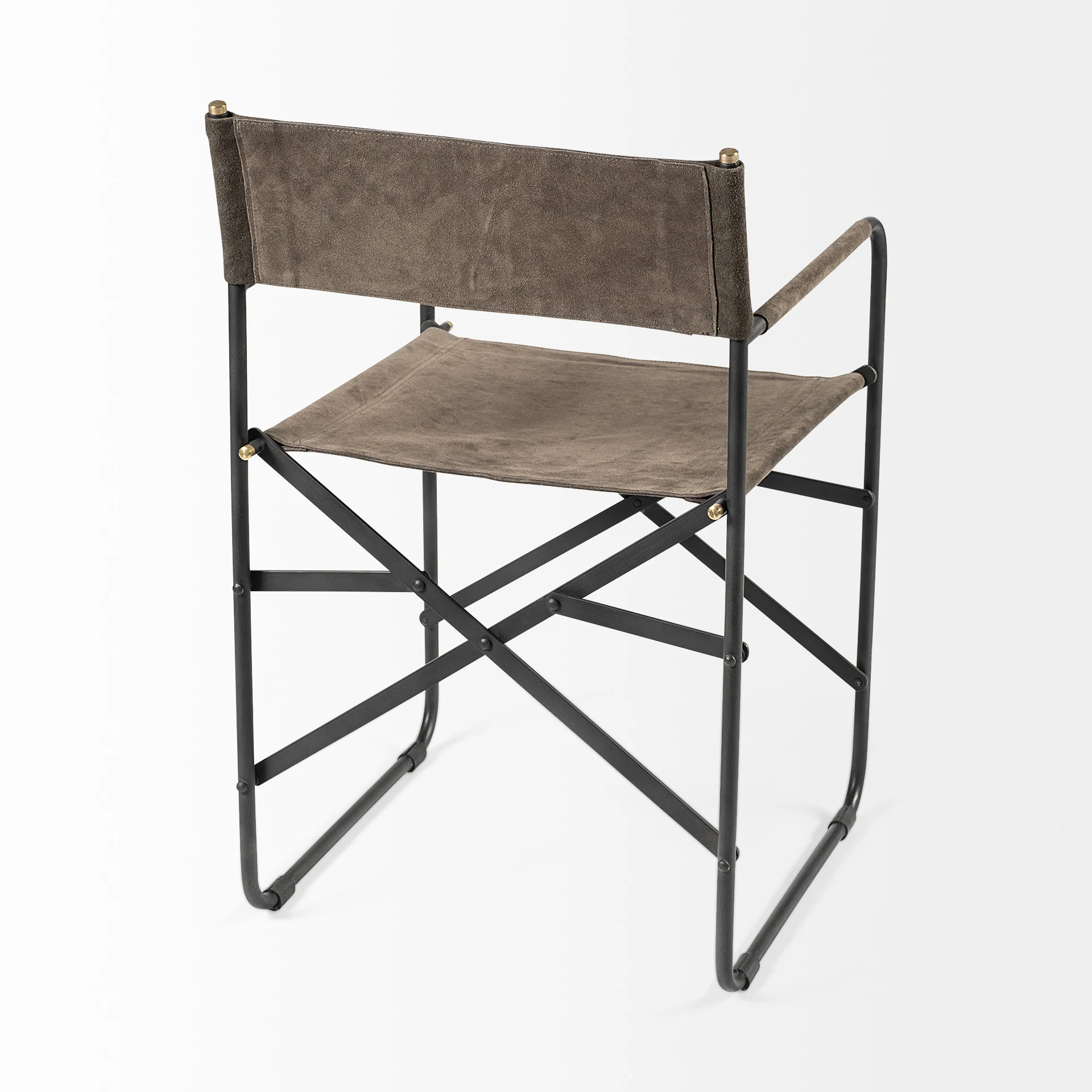 Brown Leather With Black Iron Frame Dining Chair By Homeroots - Image 5