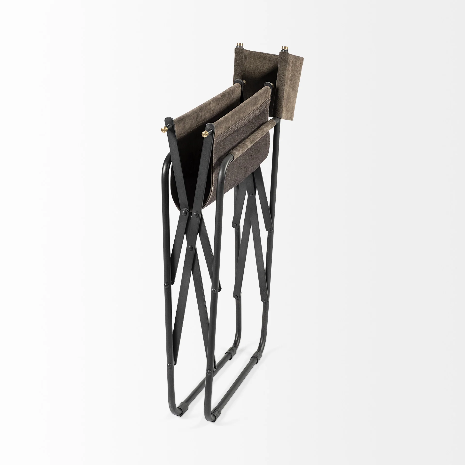 Brown Leather With Black Iron Frame Dining Chair By Homeroots - Image 6