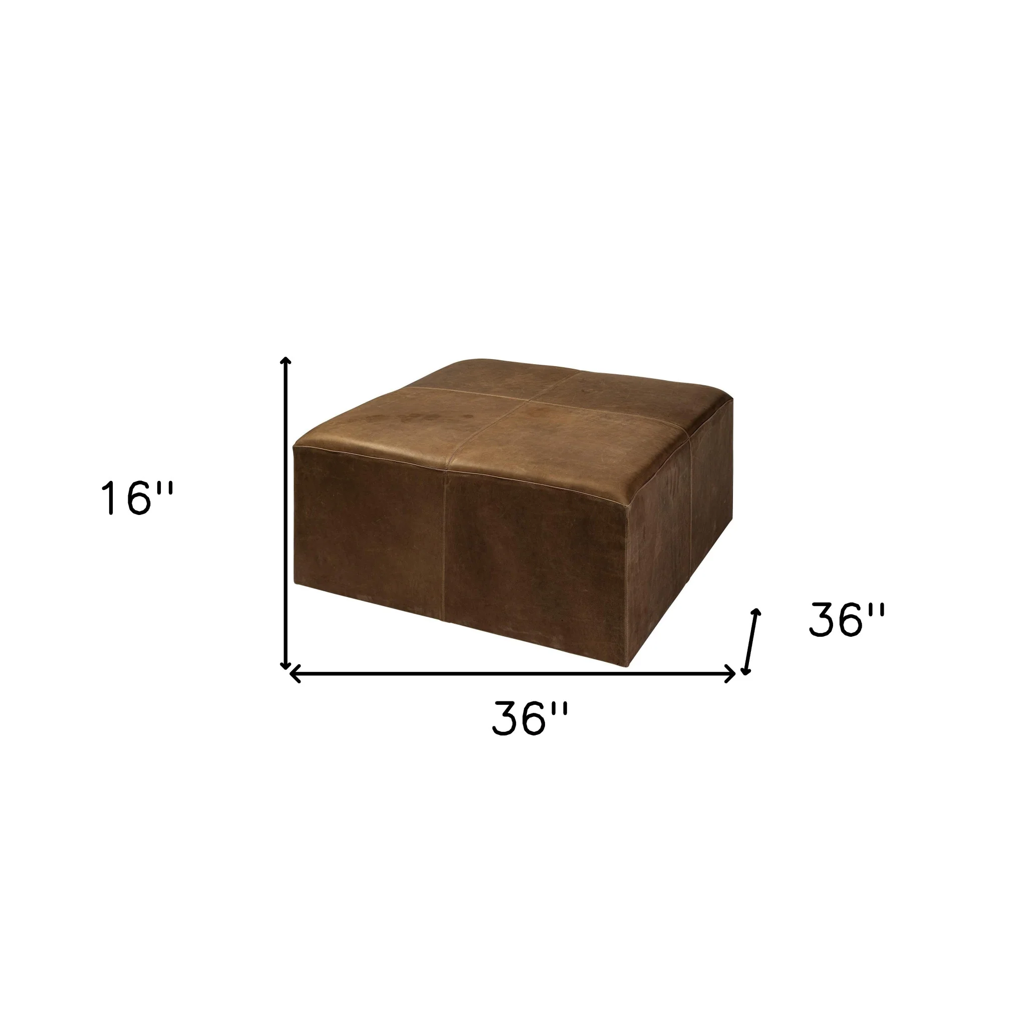 Brown Leather Wrapped Ottoman By Homeroots - Image 6