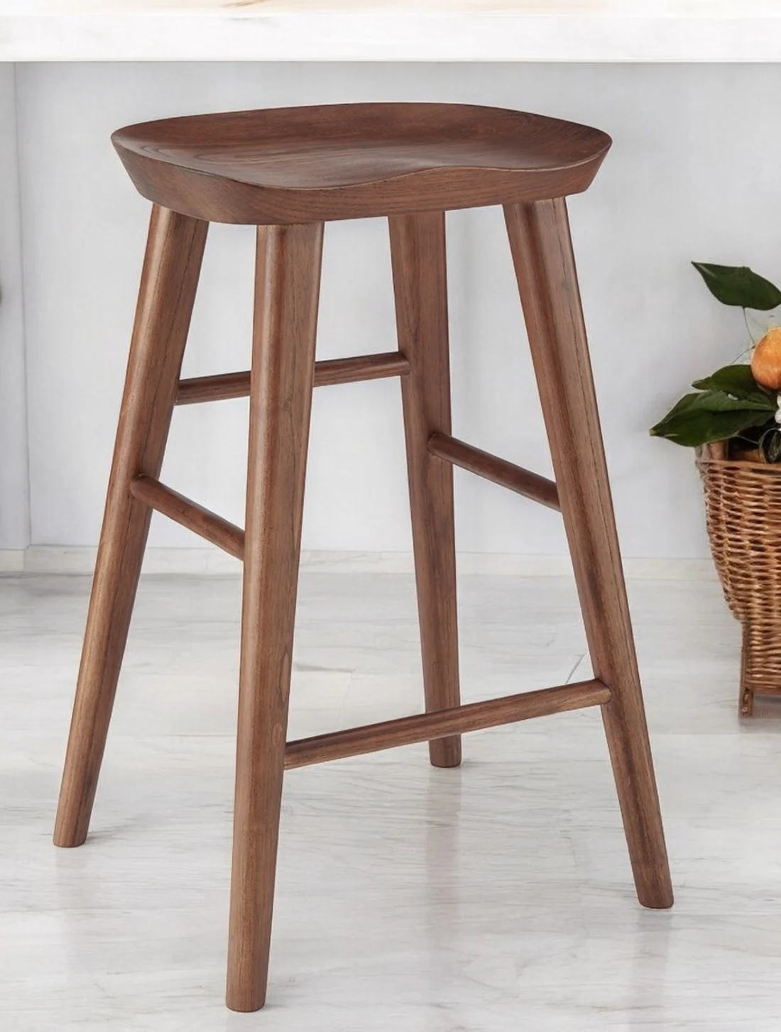 Brown Manufactured Wood Backless Counter Height Bar Chair By Homeroots - Image 2