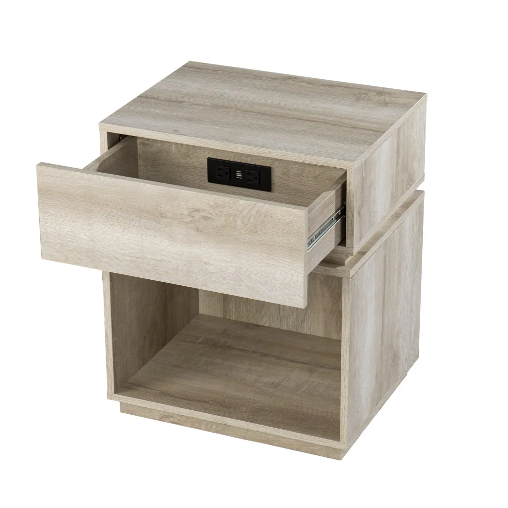 Brown Manufactured Wood Rectangular End Table With Drawer With Shelf By Homeroots - Image 6