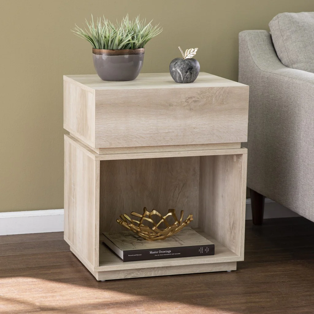 Brown Manufactured Wood Rectangular End Table With Drawer With Shelf By Homeroots - Image 7